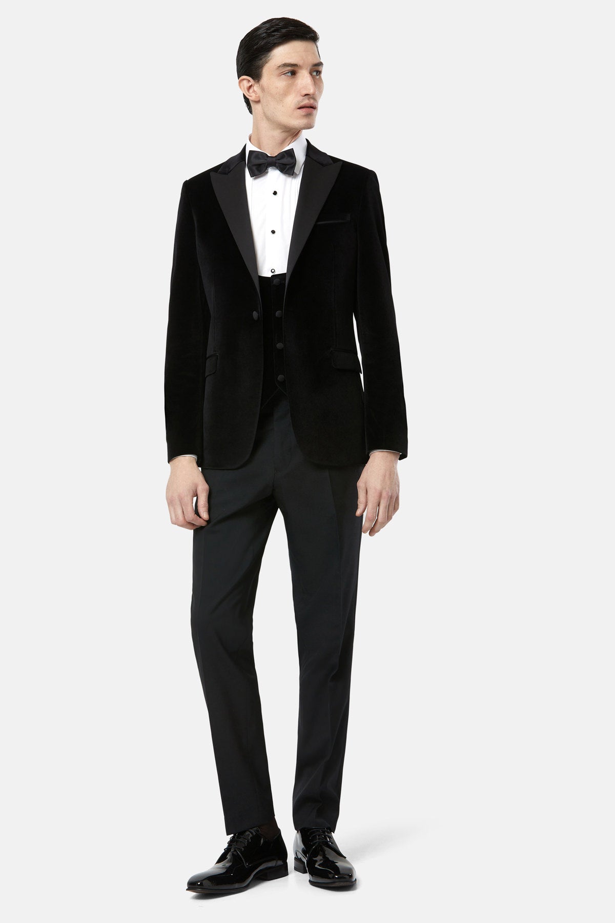 BENETTI Jasper Black Velvet Tapered Jacket Black detail view