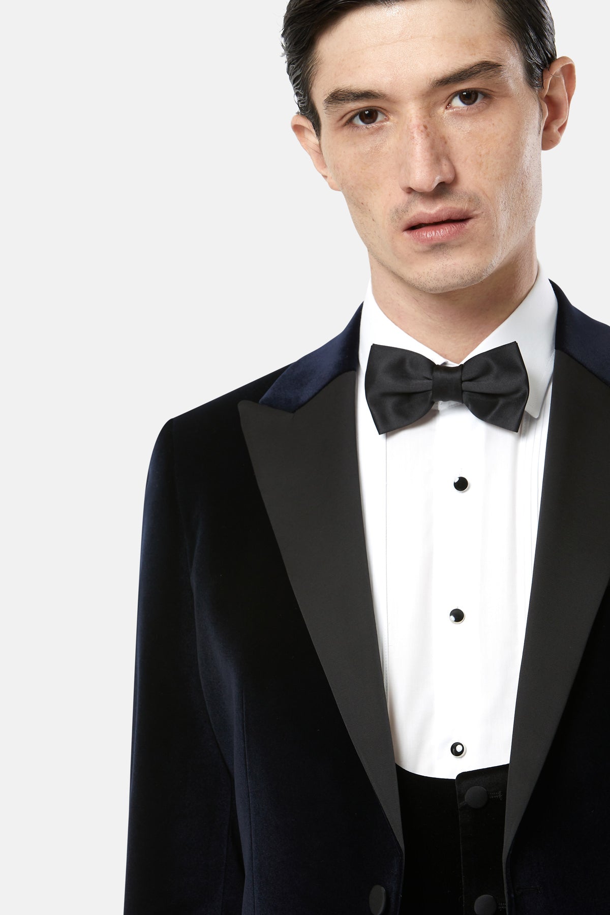 Jasper Navy Velvet Tapered Jacket-Lapel view