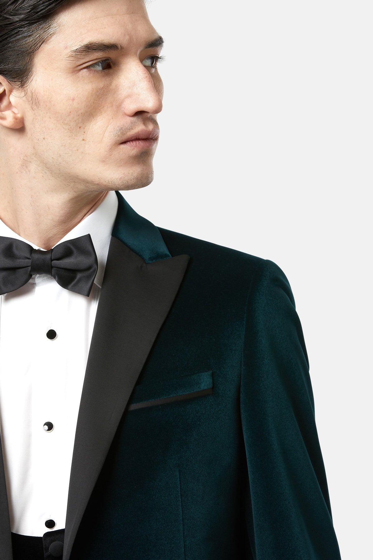 Jasper Emerald Velvet Tapered Jacket-Lapel view