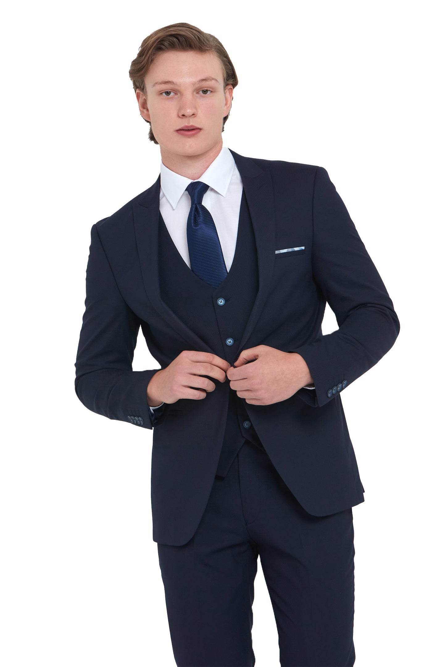 TRAVIS BENETTI Antoine Navy Slim Fit Blazer NAVY front view