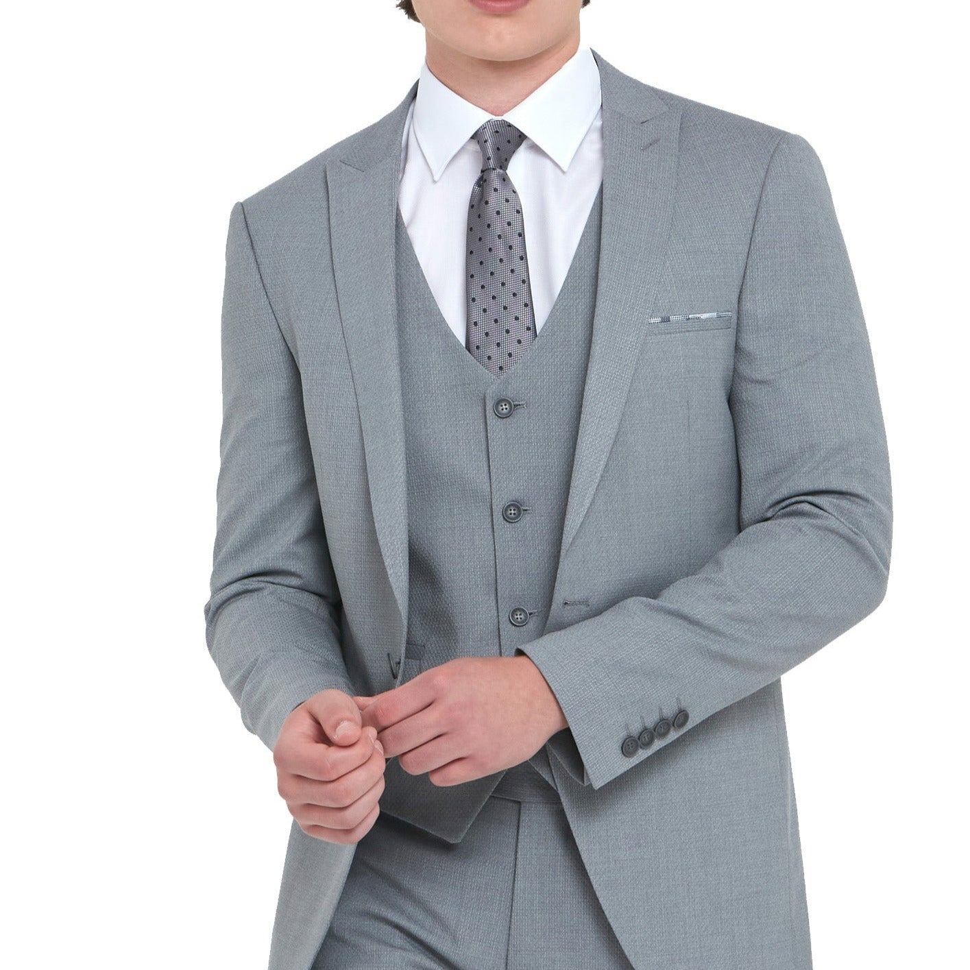 TRAVIS BENETTI Antoine Silver Slim Fit Waistcoat SILVER front view