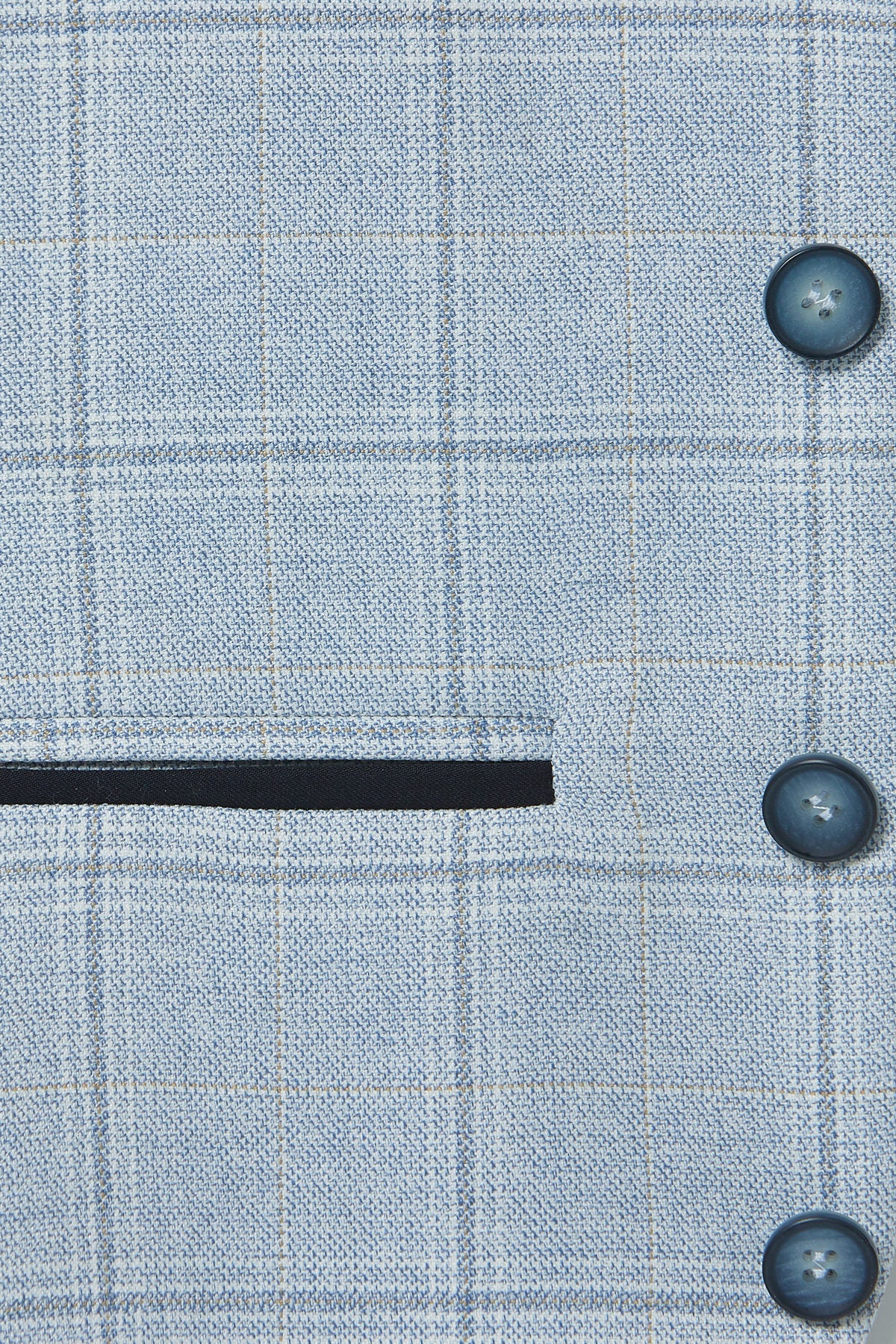 Boys Andrew Sky Check Waistcoat-Material view