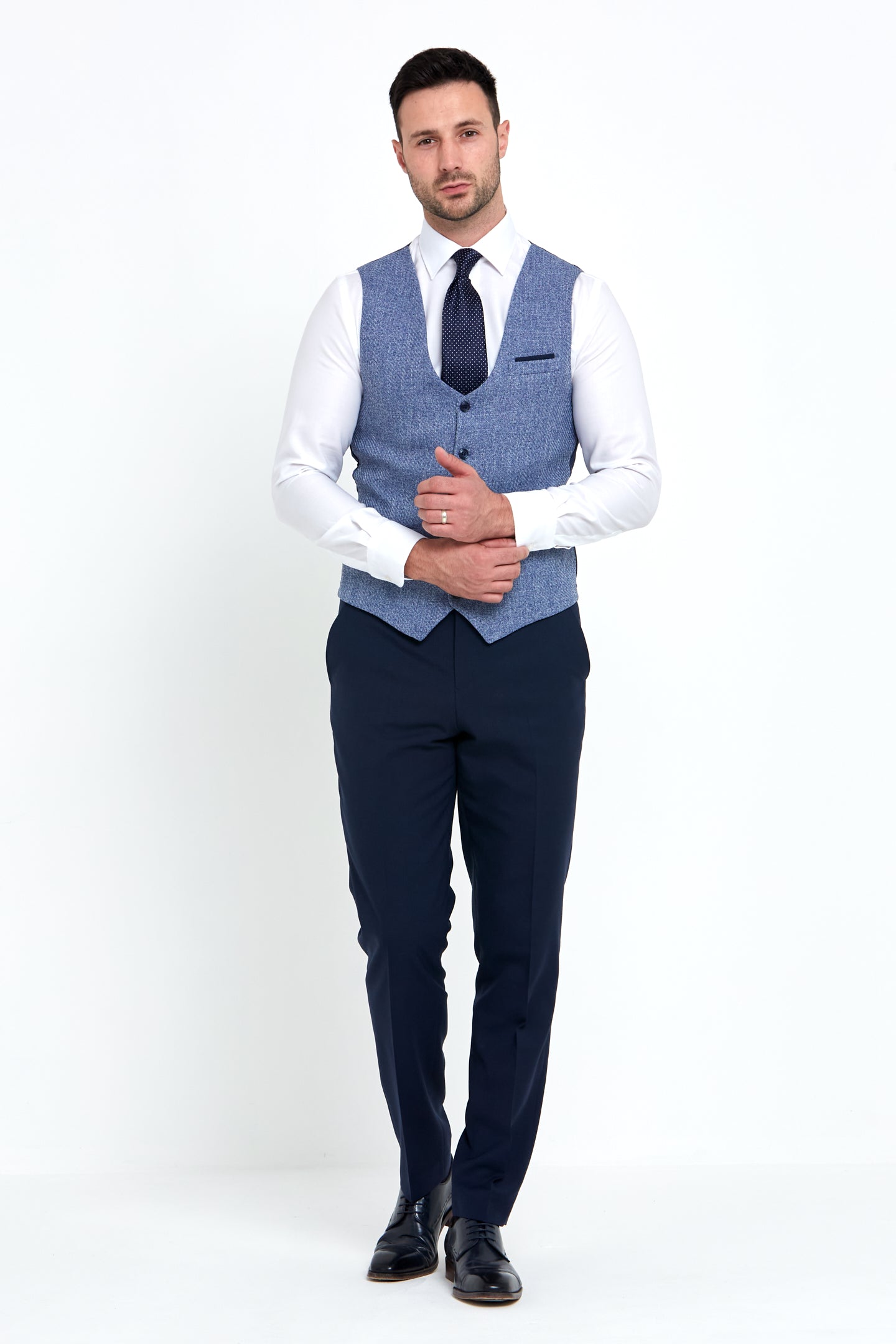 Men's Simon Comfort Fit Blue Waistcoat