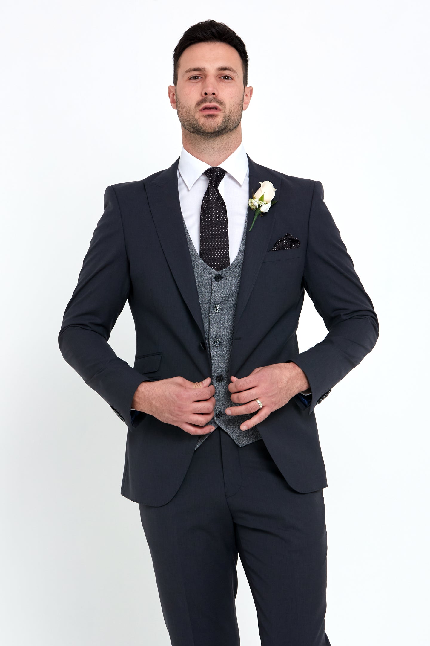 BENETTI Simon Tapered Fit Charcoal Waistcoat Charcoal detail view