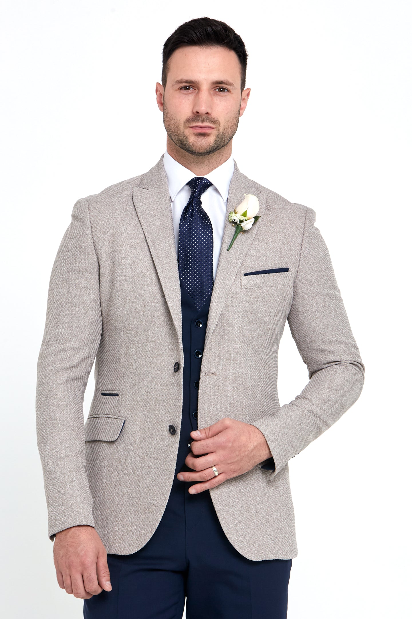 BENETTI Simon Tapered Fit Beige Blazer BEIGE front view