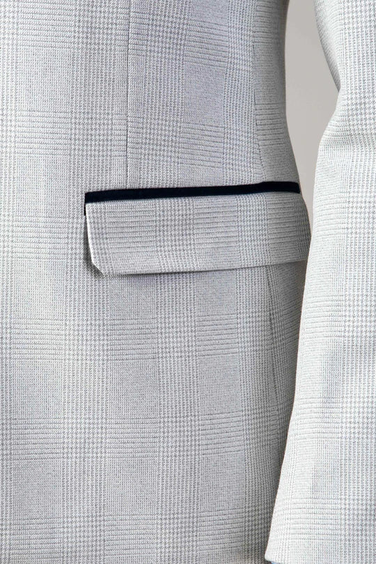 Bromley Stone Check Blazer-Pocket detail
