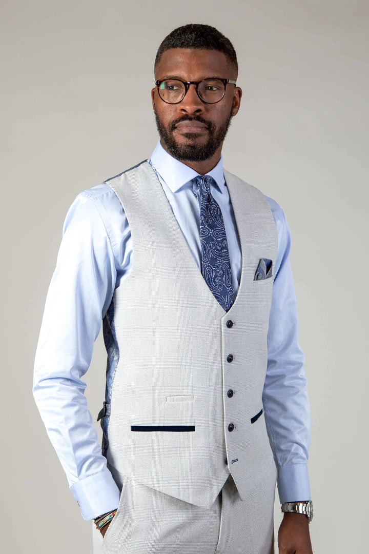 Bromley Stone Check Waistcoat
