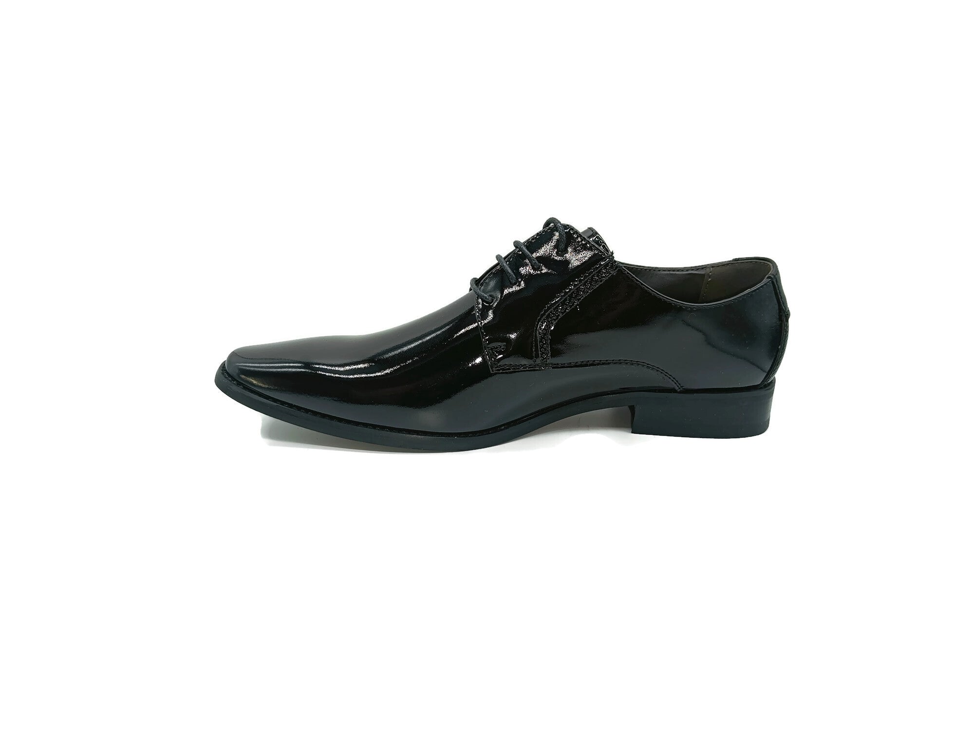 Men's Brussels Black Lace Up Shoe-Left Side View