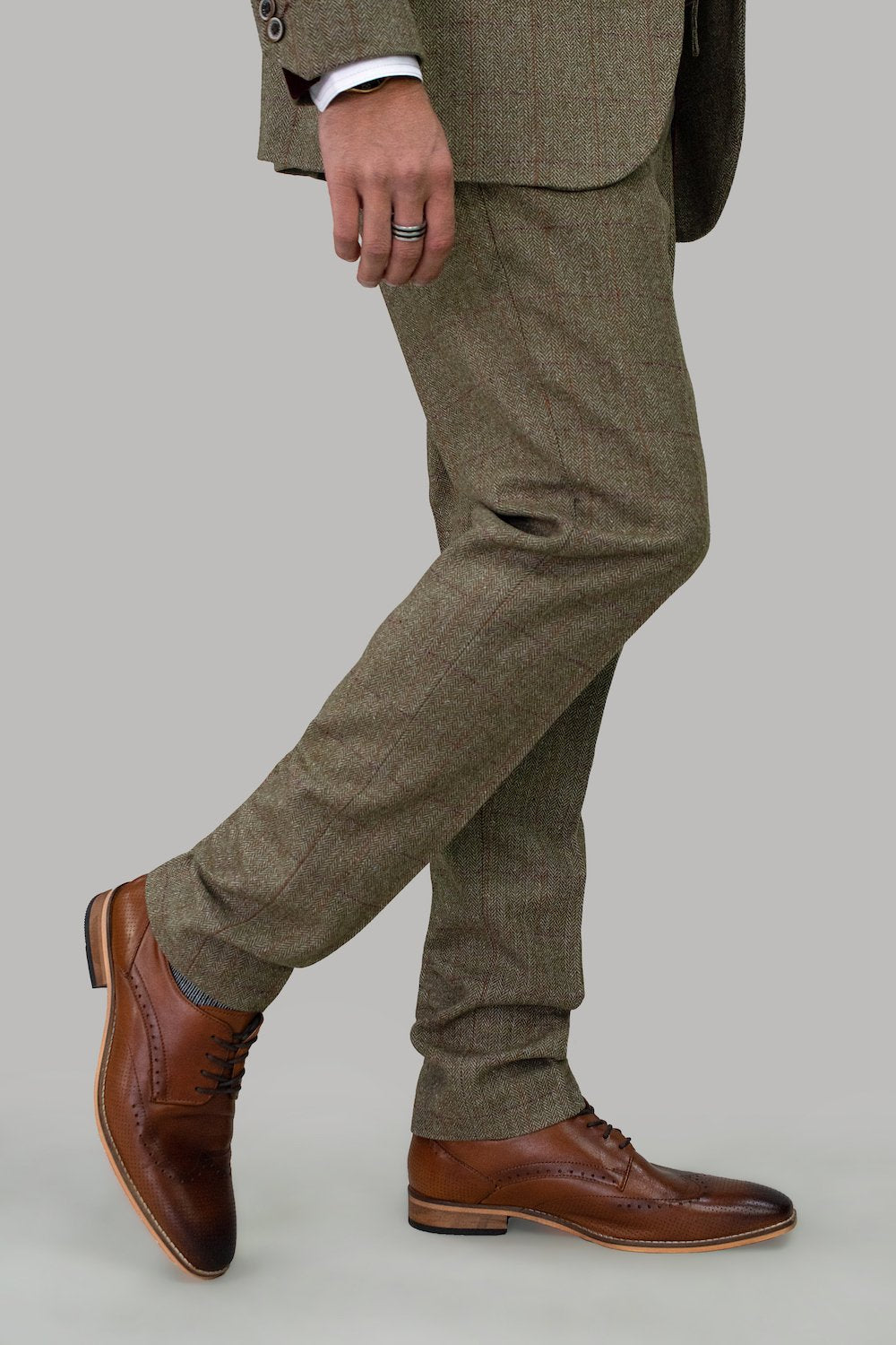 House of Cavani Gaston Sage Tweed Trousers Sage front view