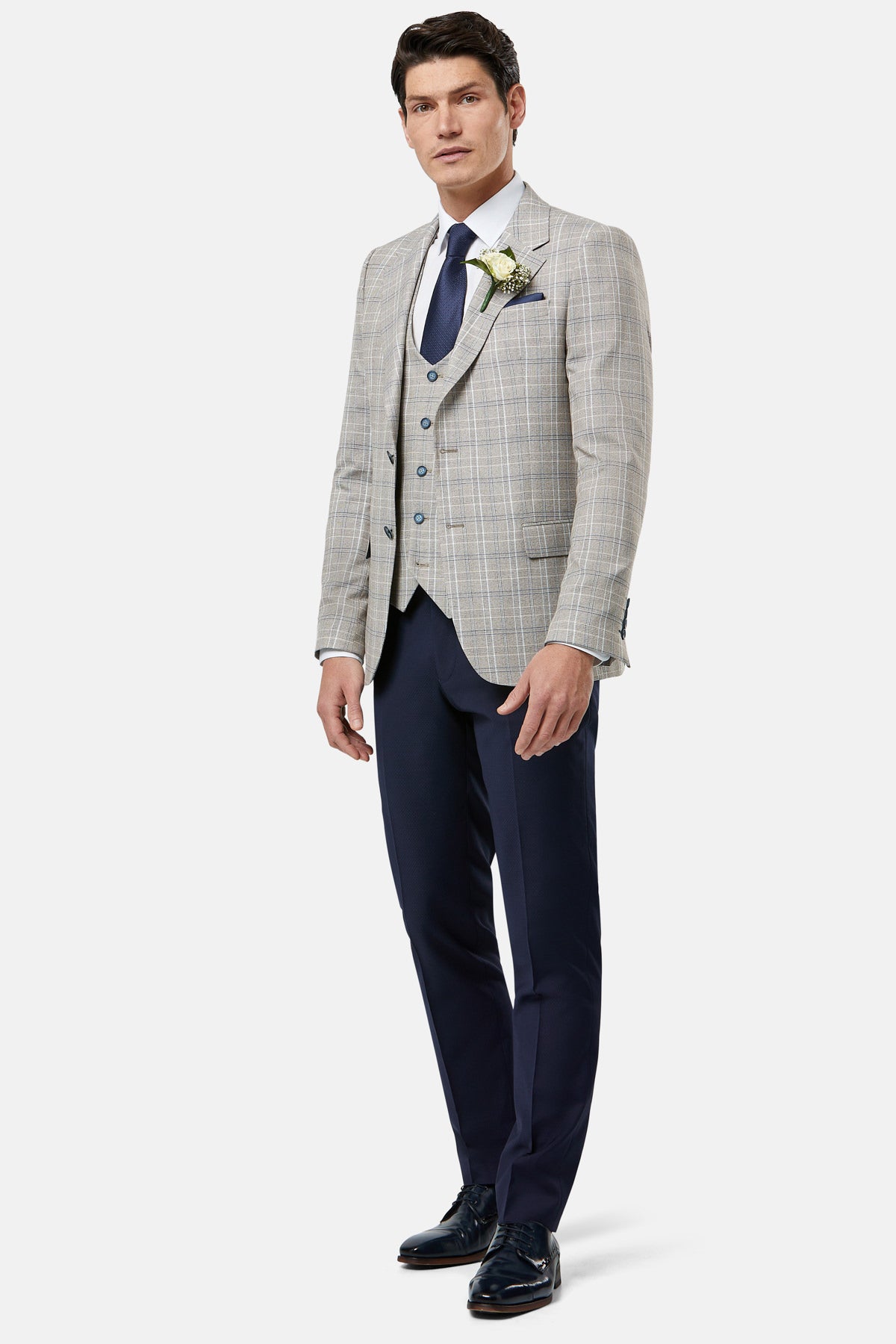 Men's Charles Tapered Stone Waistcoat-Full Suit View