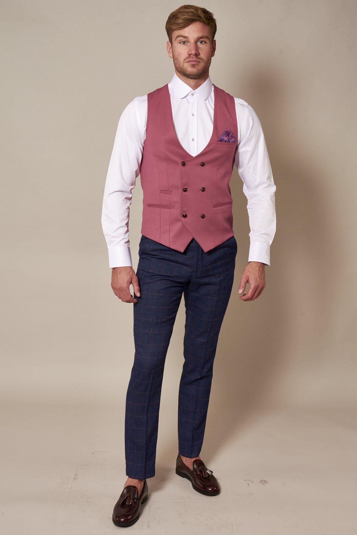 Kelly Double Breasted Pink Waistcoat - Spirit Clothing