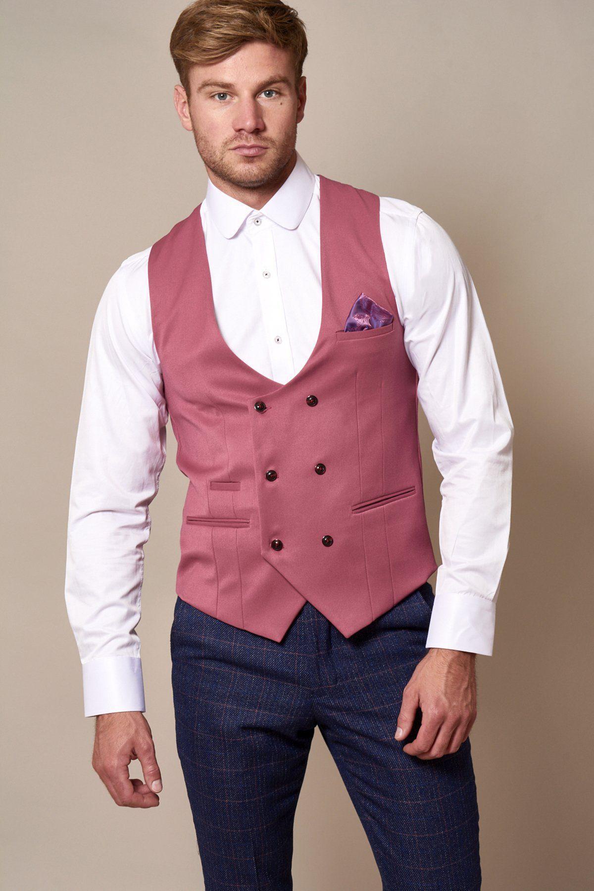 Kelly Double Breasted Pink Waistcoat - Spirit Clothing