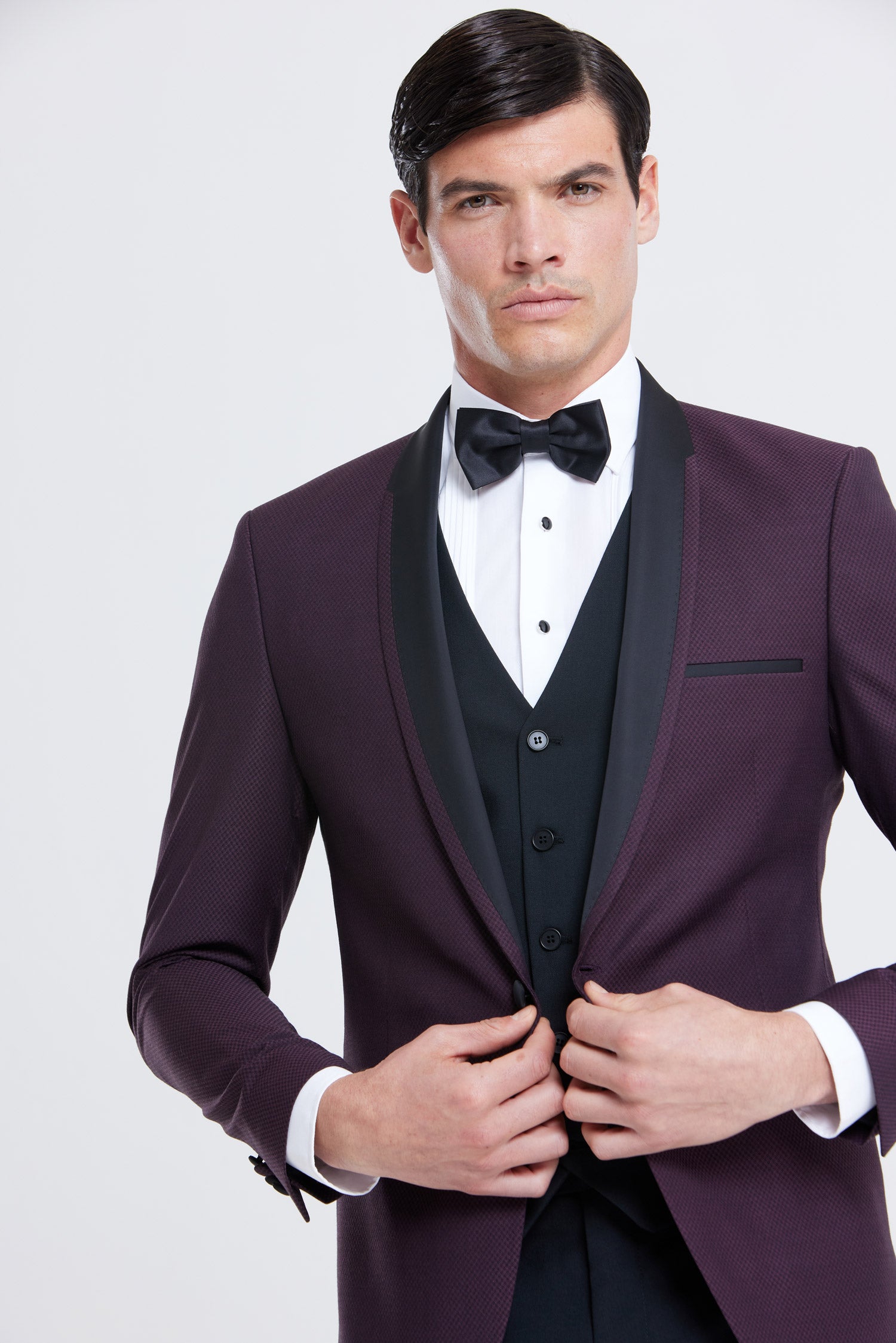 BENETTI Elton Wine Tapered Tux Jacket Wine front view