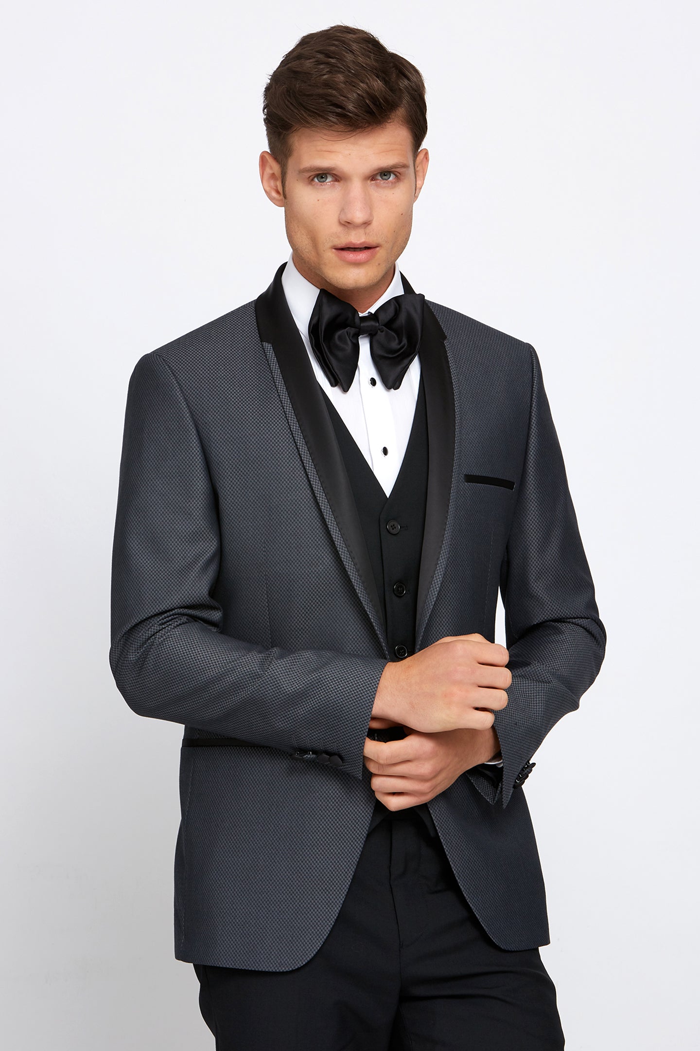 BENETTI Elton Grey Tapered Tux Jacket GREY detail view