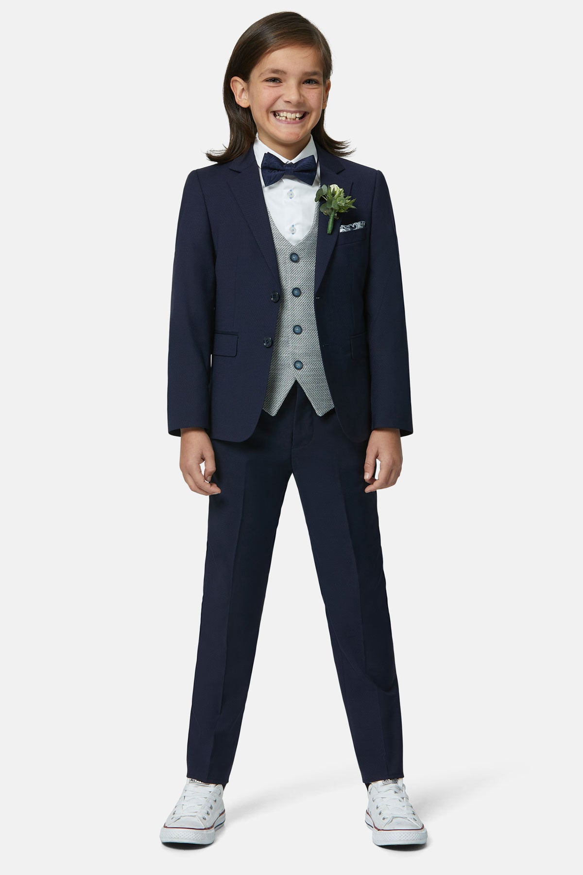 Harold Silver Boys Waistcoat-Full model View