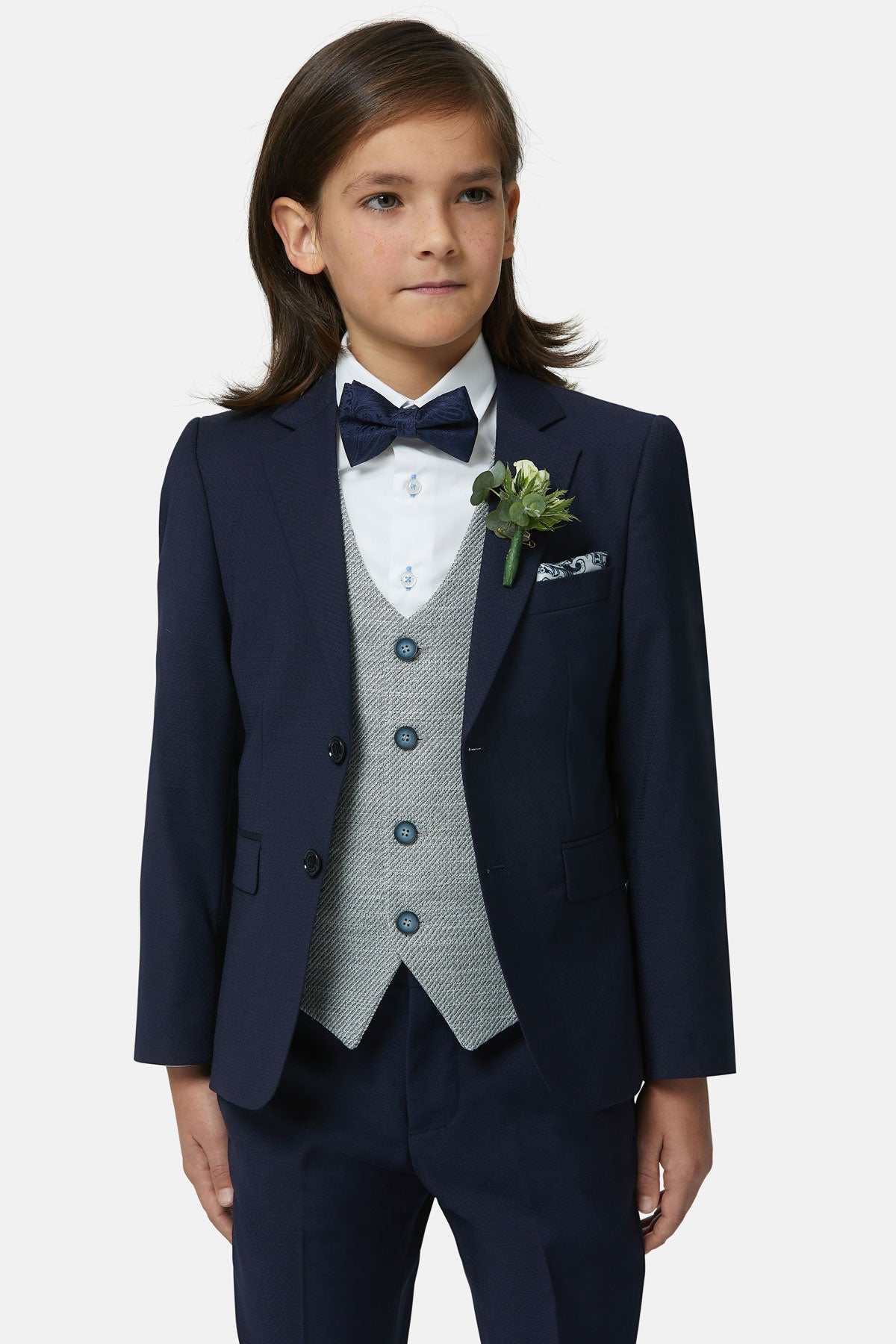 Harold Silver Boys Waistcoat-Peter Ink- Open Jacket