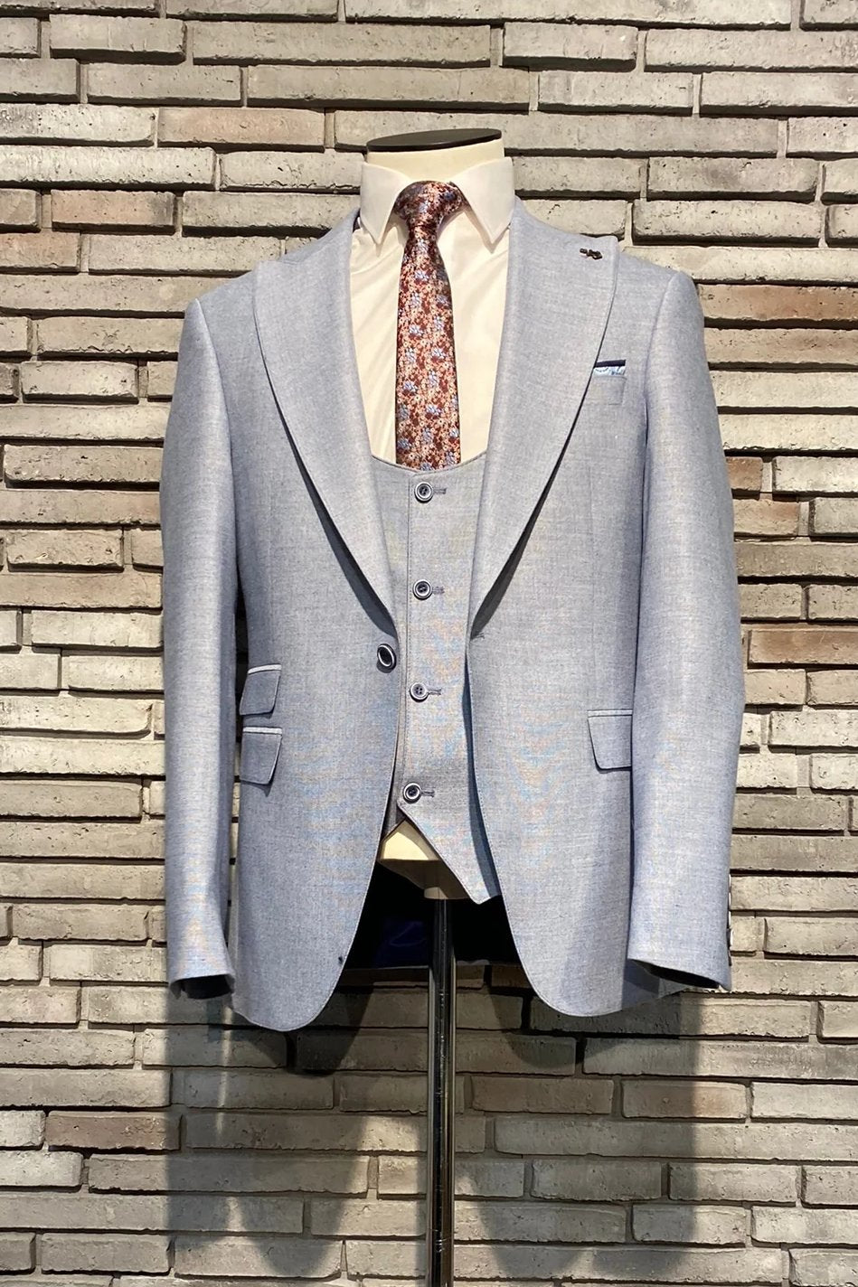 Mens Napoli Smoke 3 Piece Suit by Travis