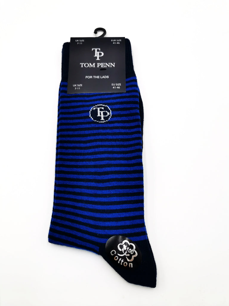 Tom Penn Navy/Royal Stripe Sock - Spirit Clothing