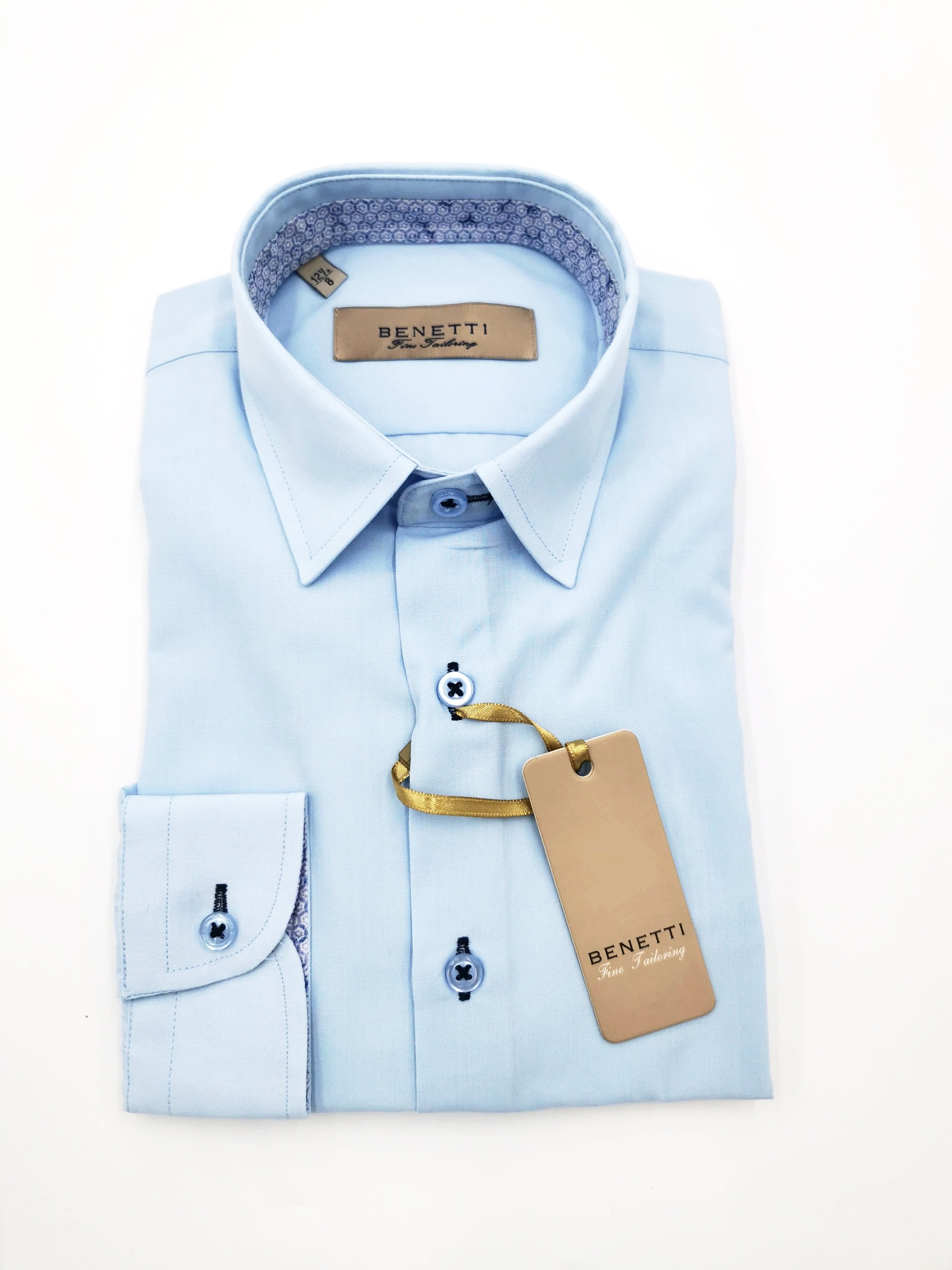 Benetti Boys Sky Blue Tapered Shirt
