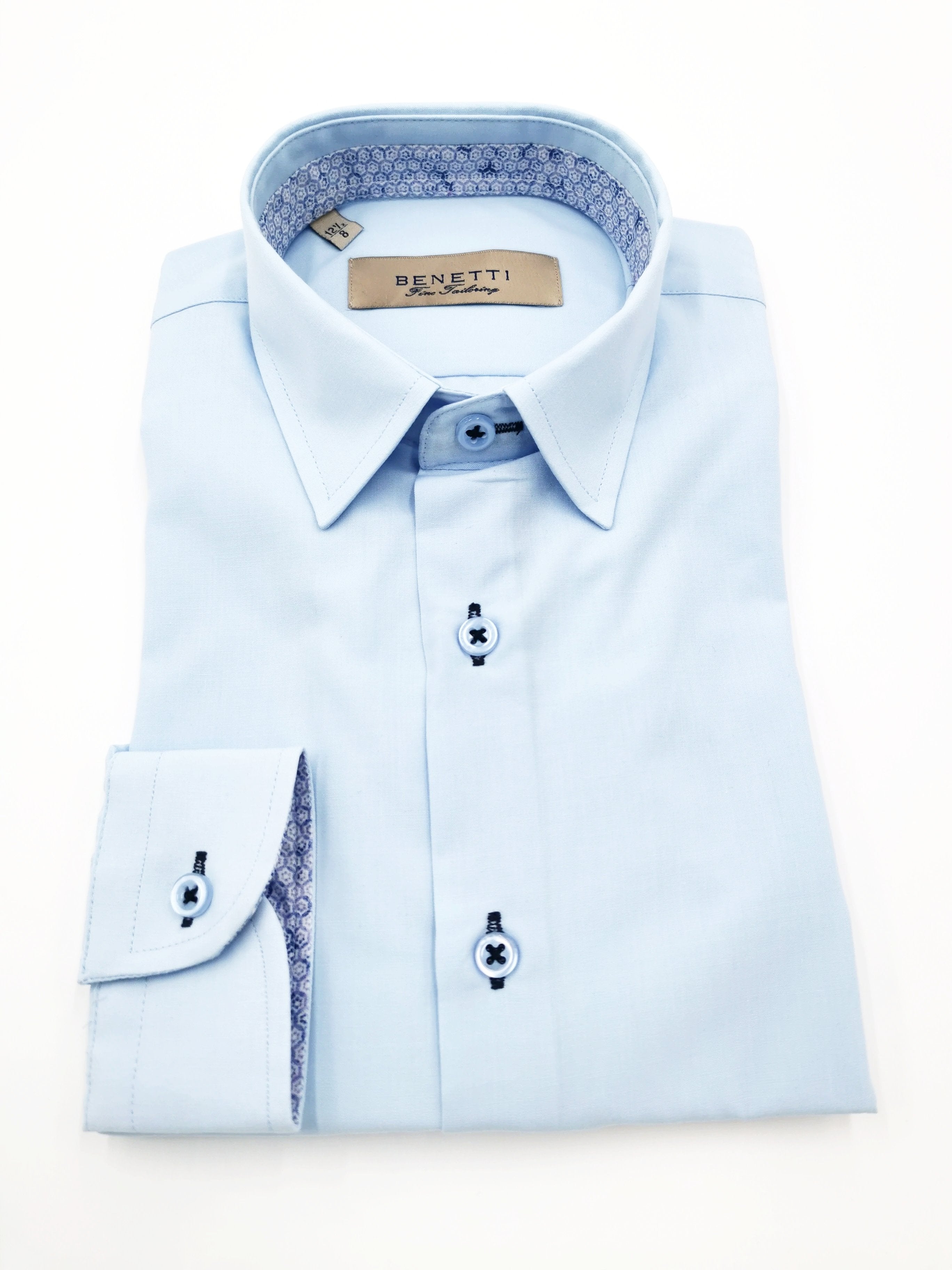 Sky Blue Benetti Boys Tapered Shirt