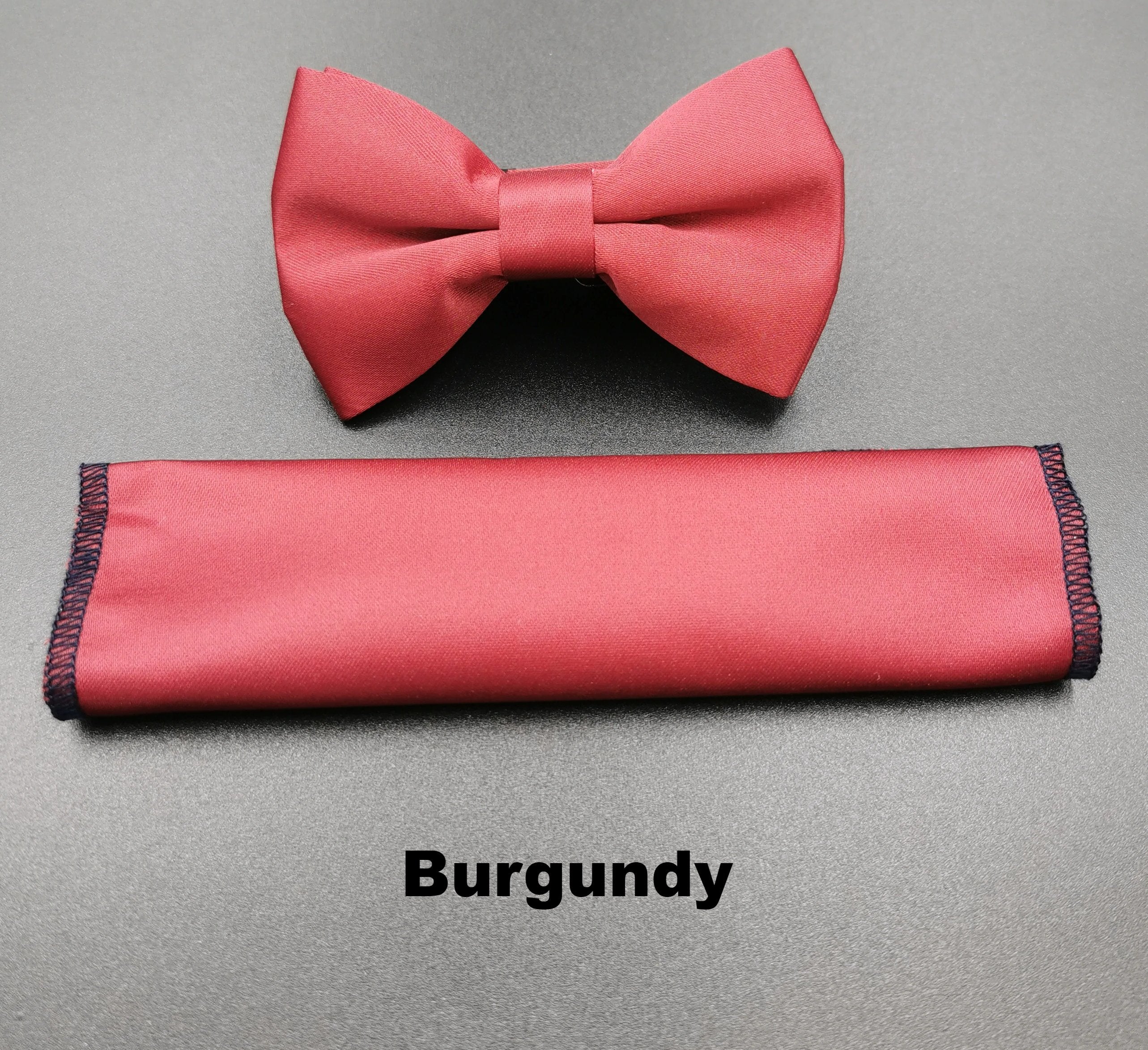 Benetti Boys Bow and Pocket Square-Burgundy