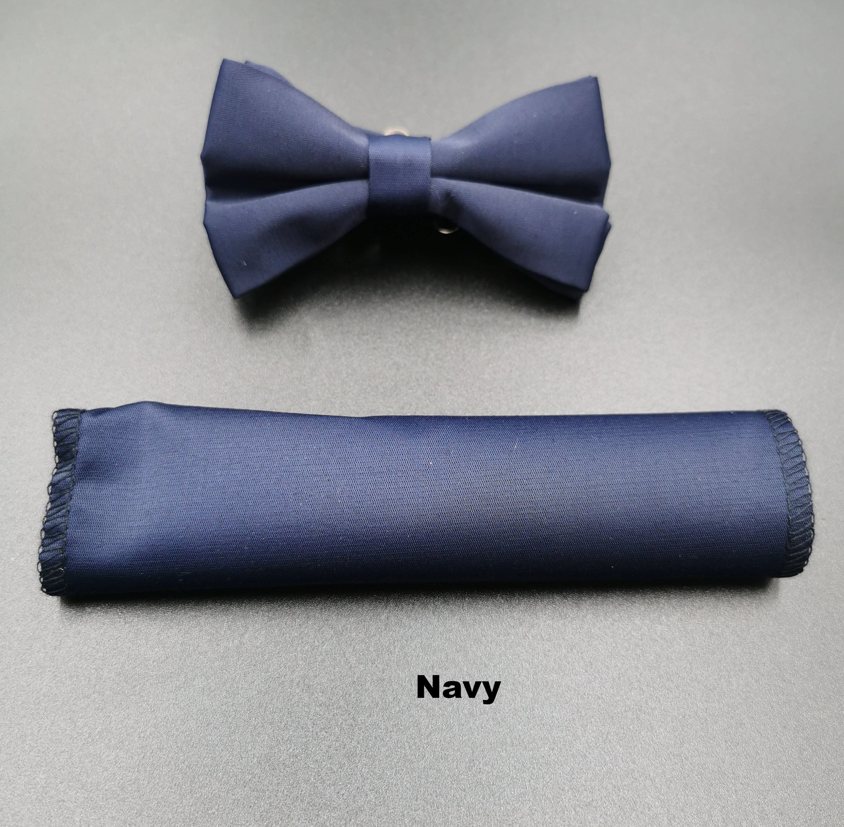 Benetti Boys Bow and Pocket Square-Navy