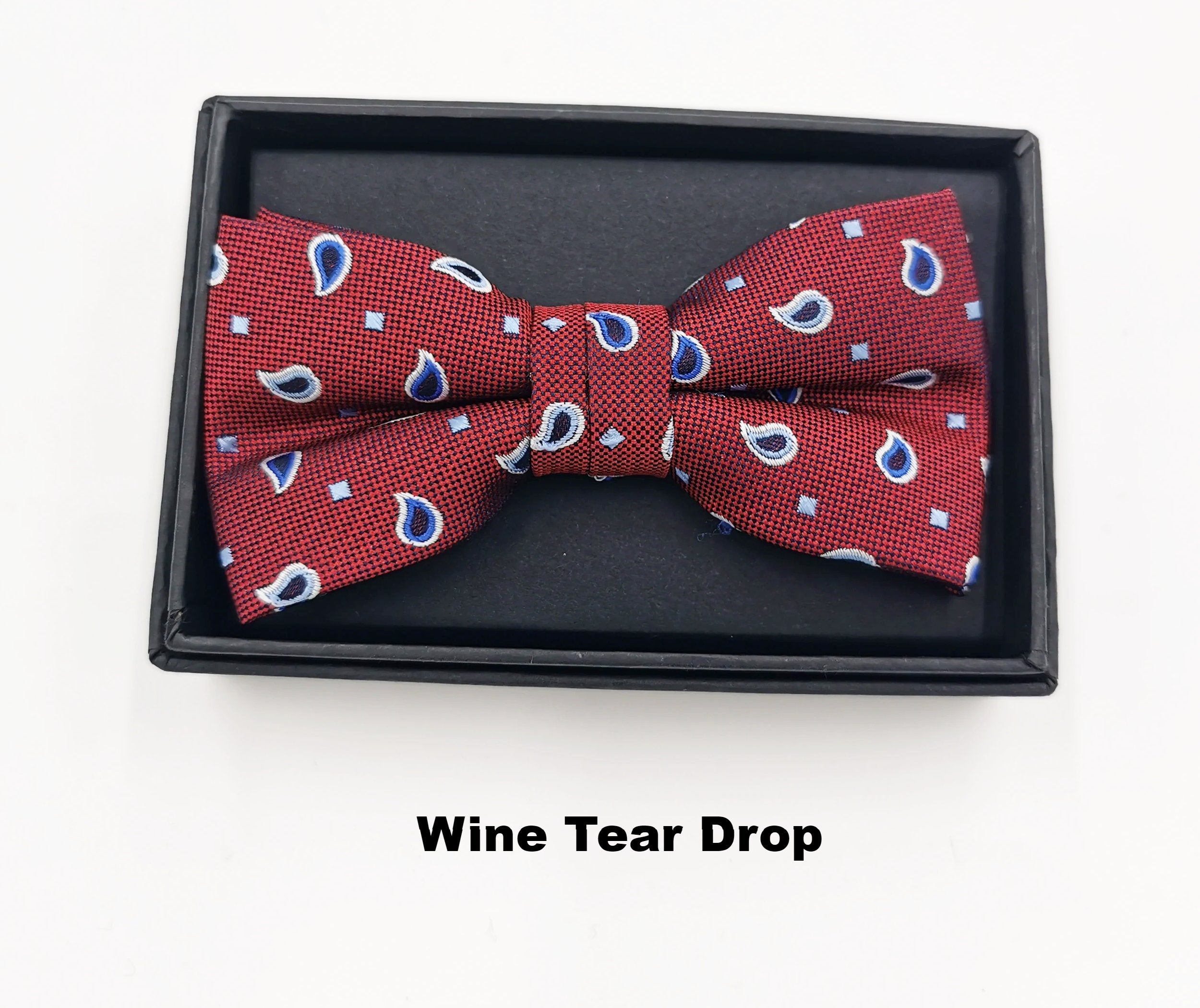 Zazzi Boyswear Zazzi Boxed Boy's Bow & Pocket Square Navy Burgundy flat front view