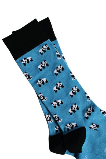 Men's Panda Sky Blue Socks-Detail View
