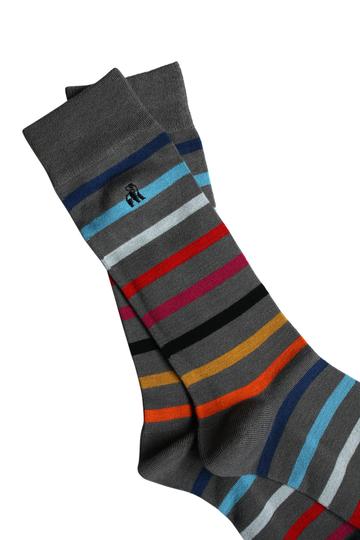 Men's Grey Small Stripe Socks-Detail View