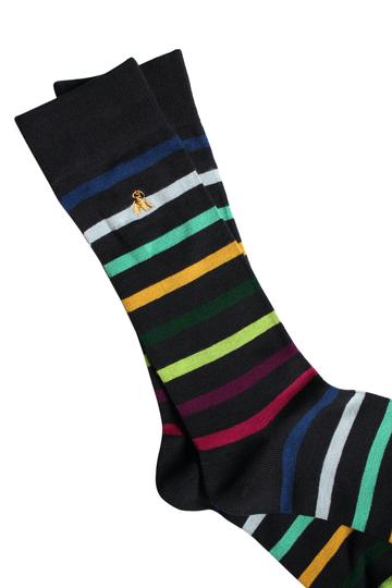Swole Panda Navy Small Stripe Socks Navy model front view