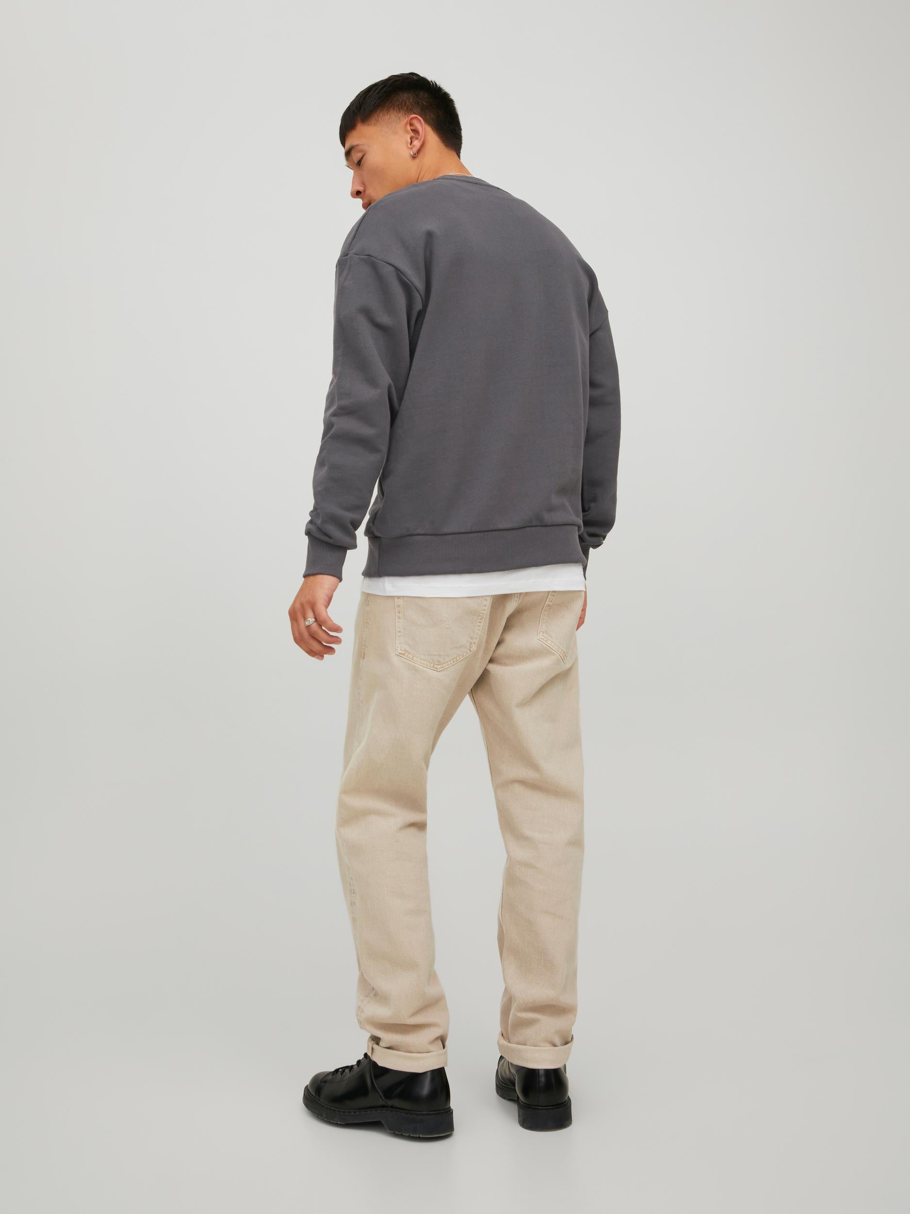 Men's Ebony Kam Sweat Crew Neck-Model Back View