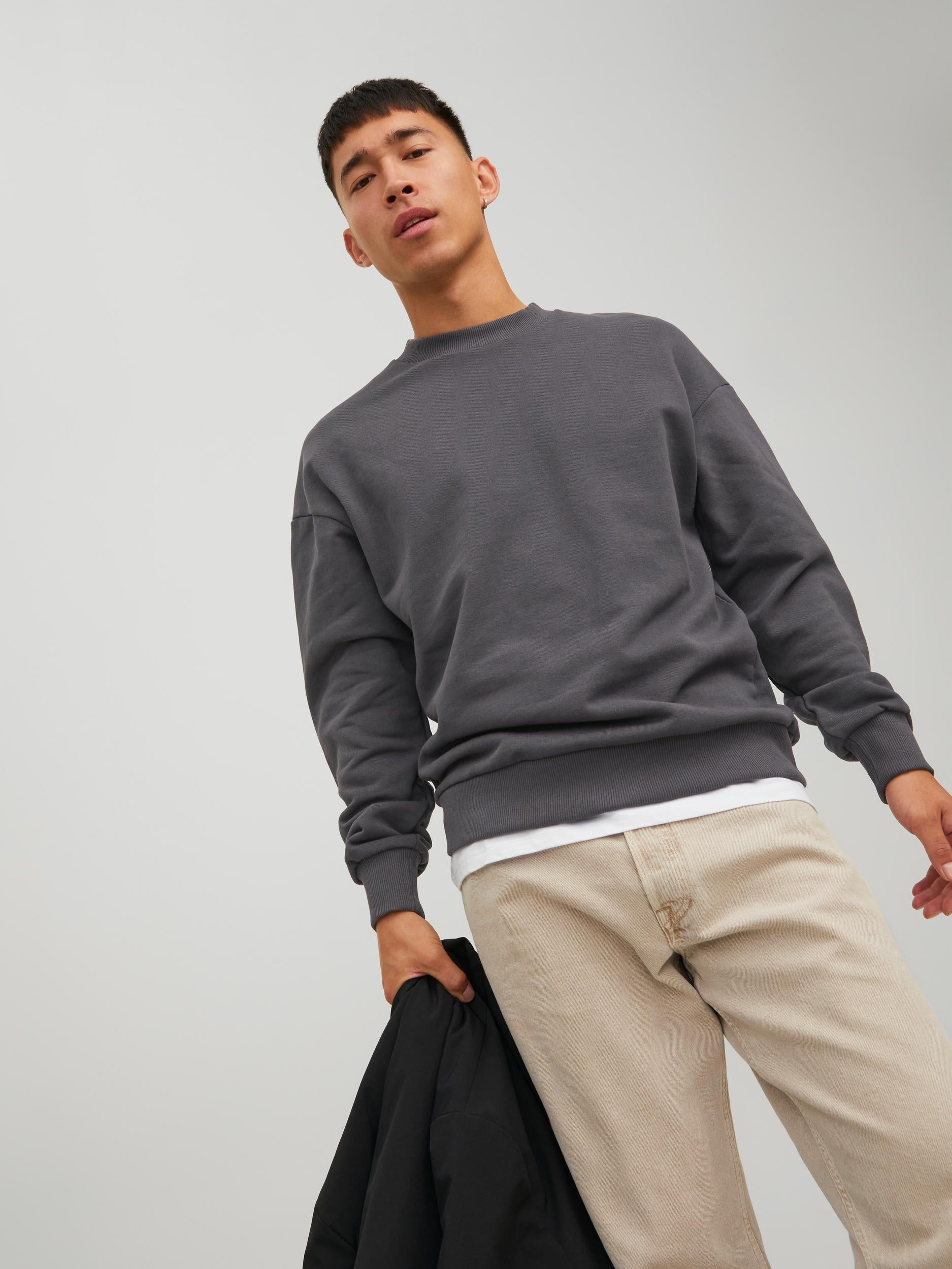Men's Ebony Kam Sweat Crew Neck-Model Front View 2