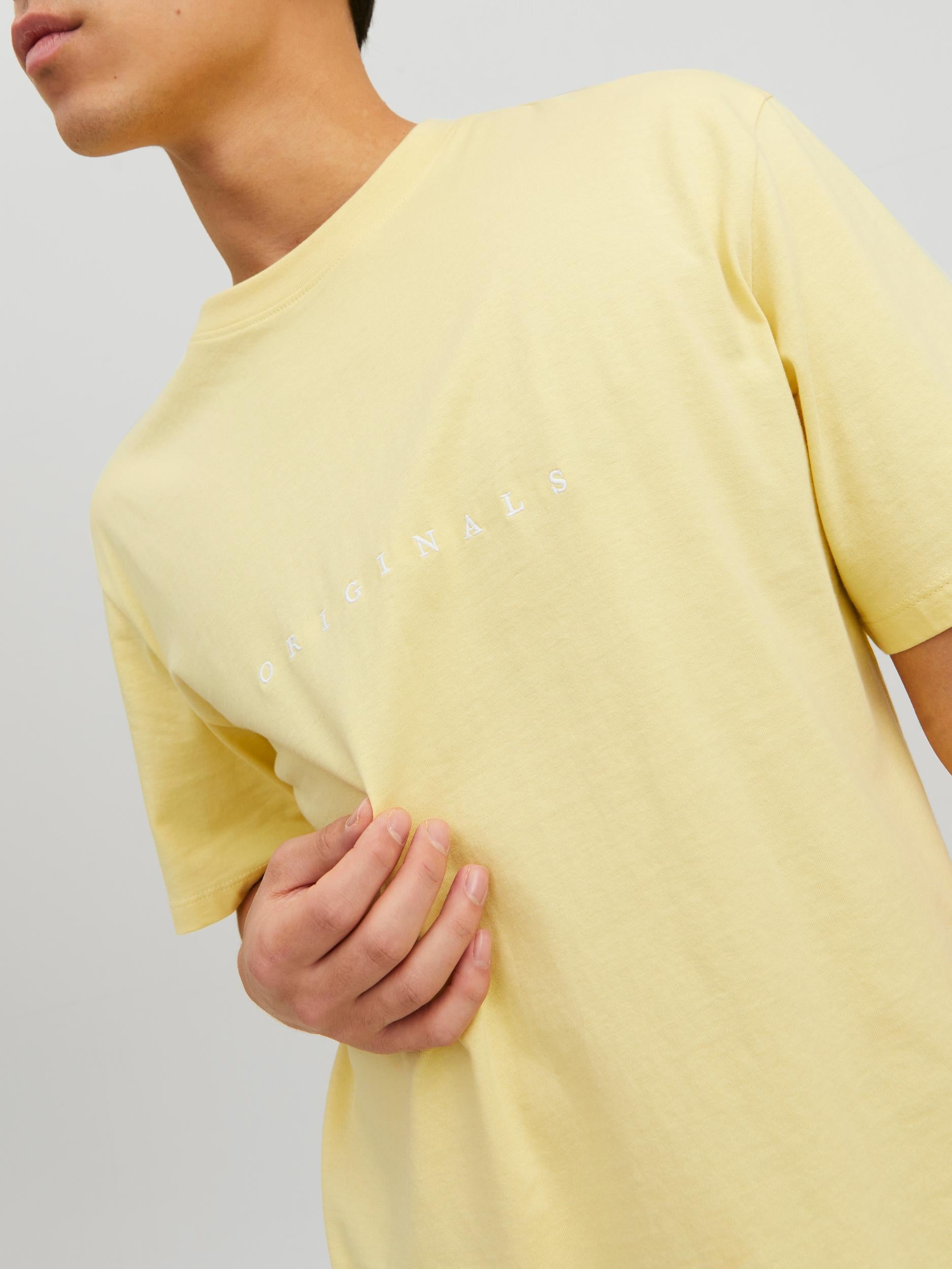 Men's Copenhagen French Vanilla Short Sleeve Tee-Close Up of Front View