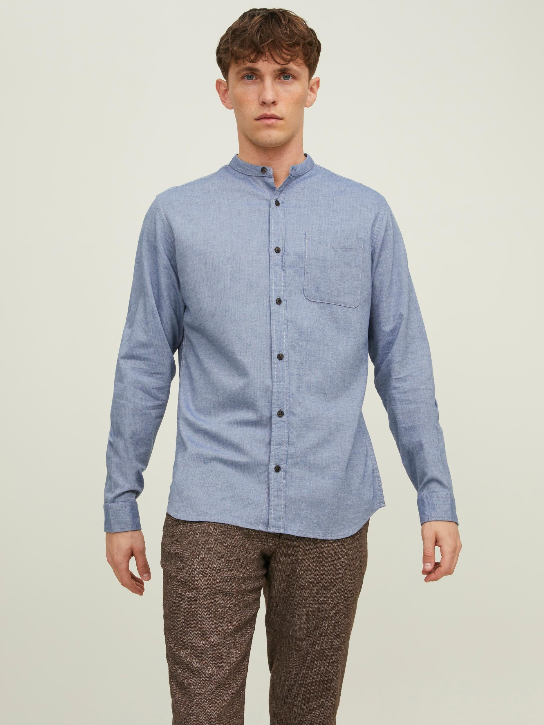 JACK & JONES Band Melange Shirt LS Faded Denim Faded Denim front view