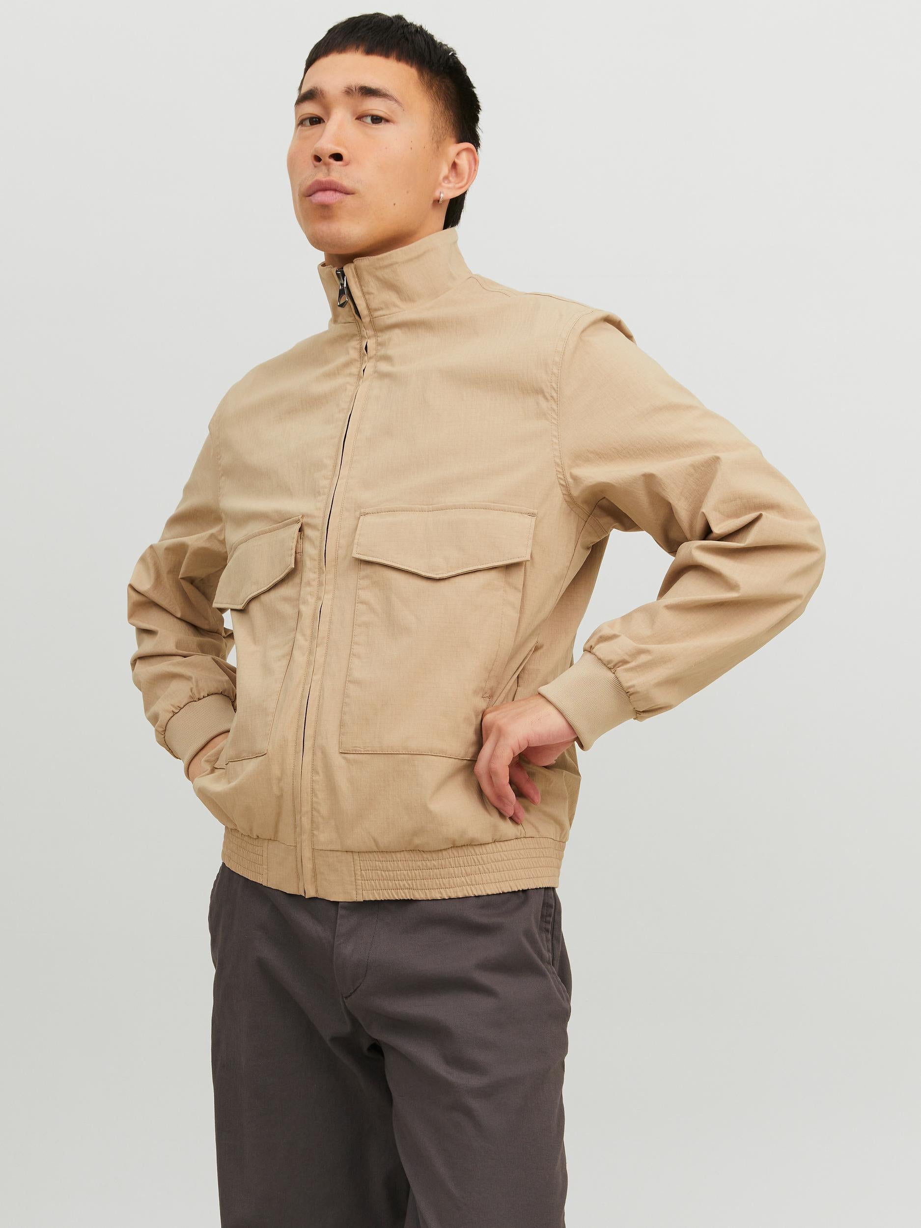 JACK JONES PREMIUM Reem Bomber Jacket White Pepper White Pepper front view