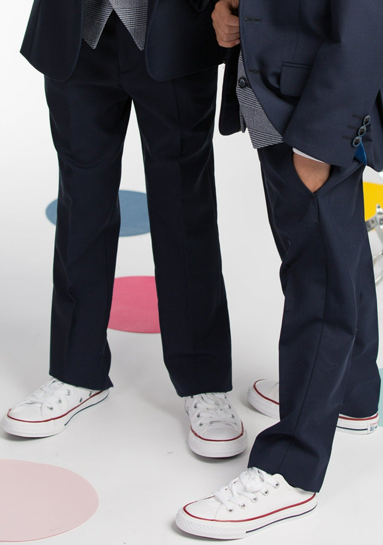 James Boy Tapered Fit  Navy Trousers-two models view