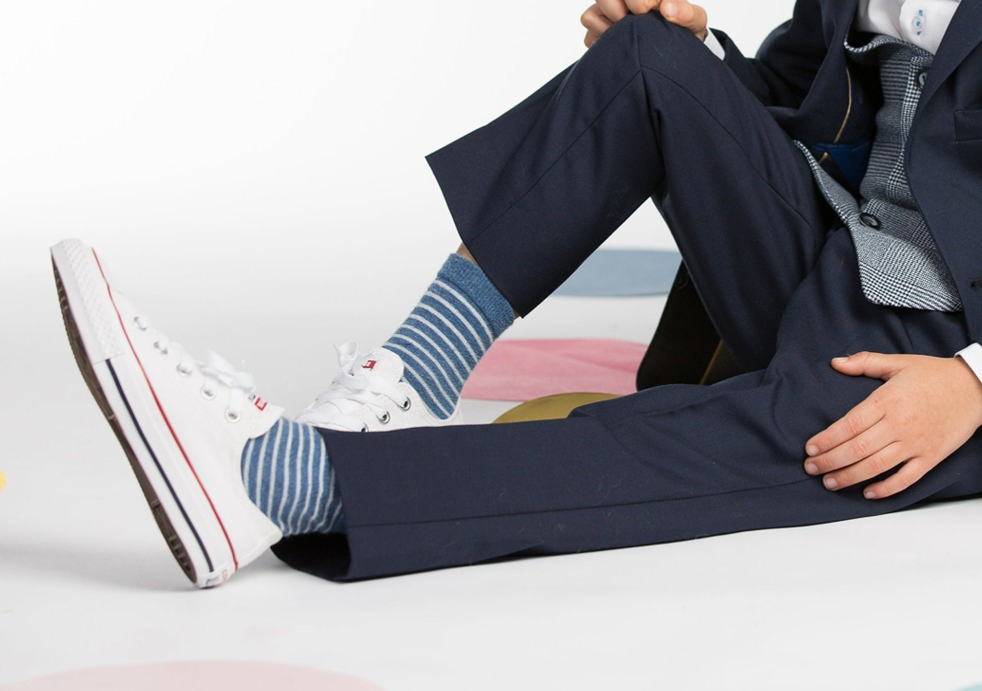 James Boy Tapered Fit  Navy Trousers-Creative view
