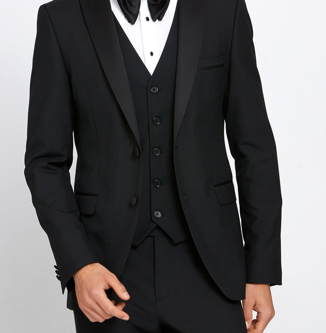 BENETTI James Black Tapered Waistcoat Black front view