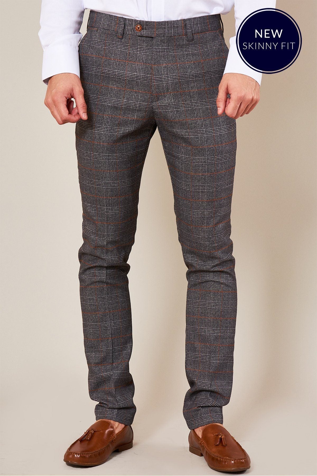 Jenson Trousers Grey Check Skinny Fit - Spirit Clothing