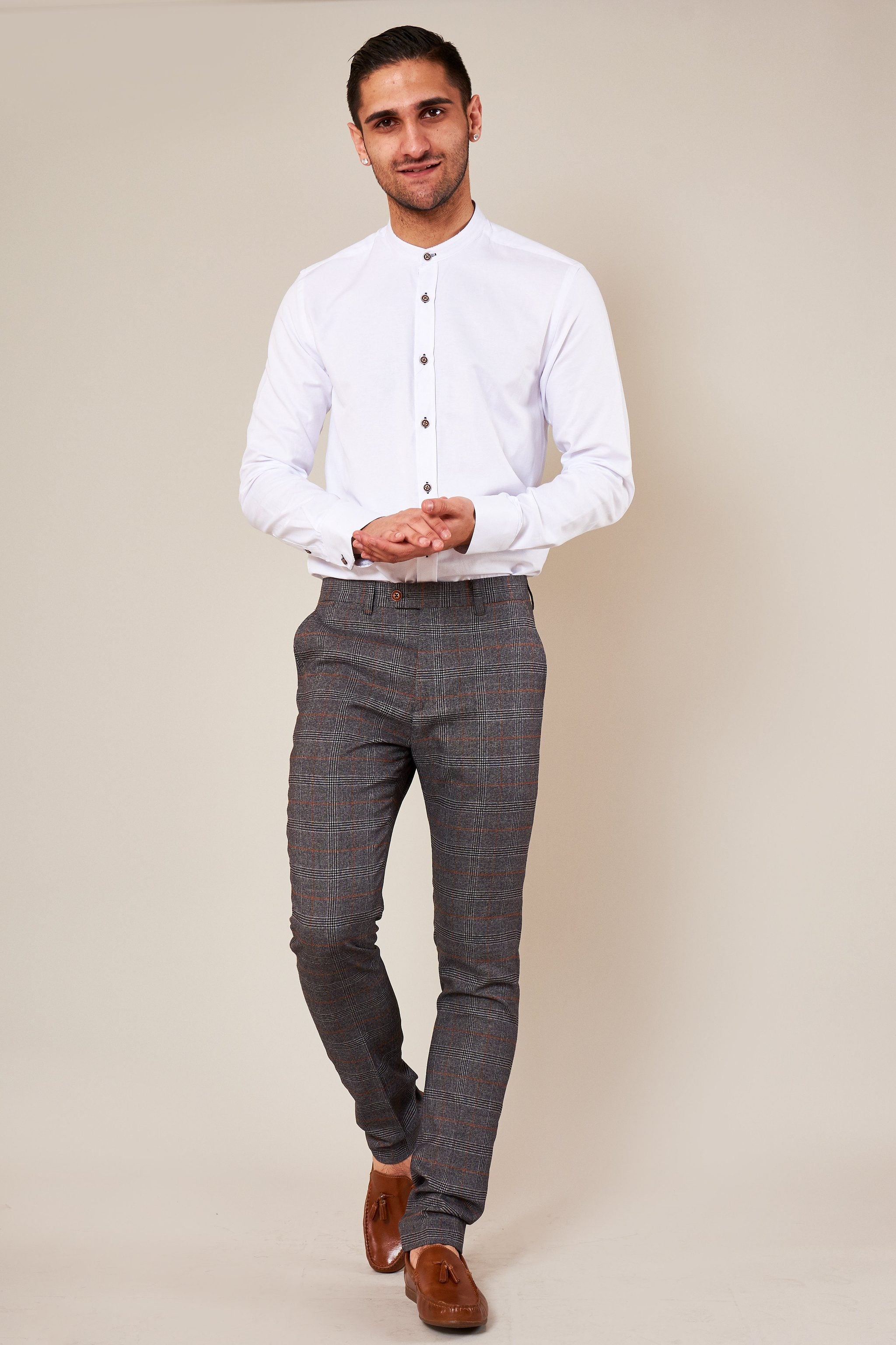 Jenson Trousers Grey Check Skinny Fit - Spirit Clothing