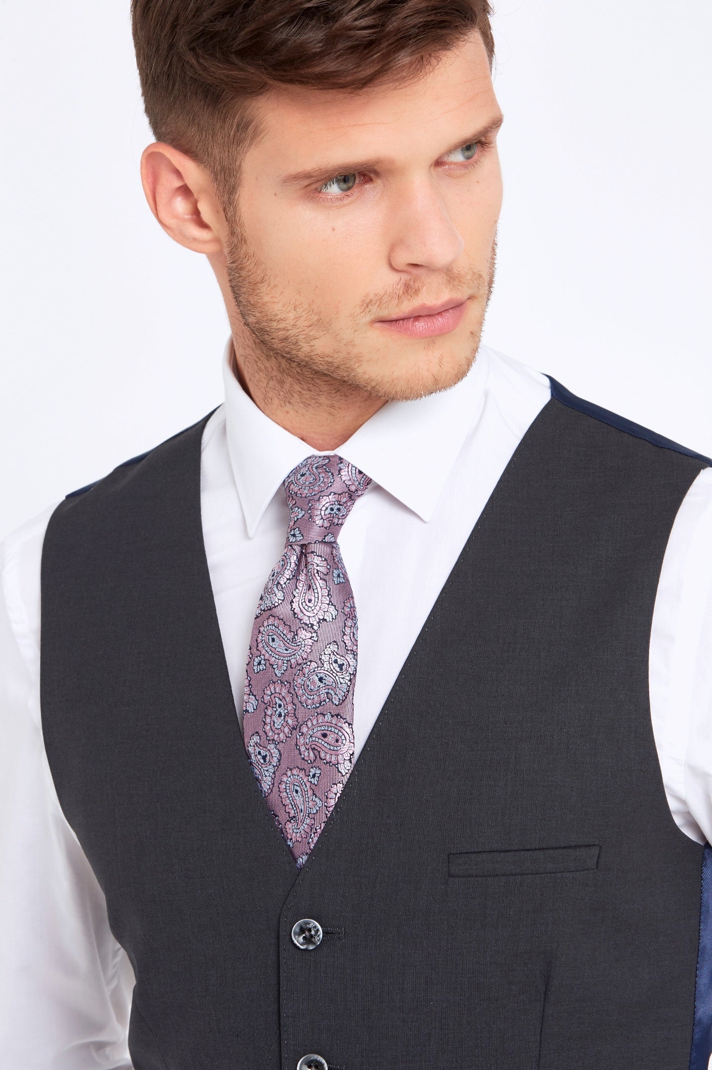 Jonny Charcoal Tapered Fit Waistcoat side