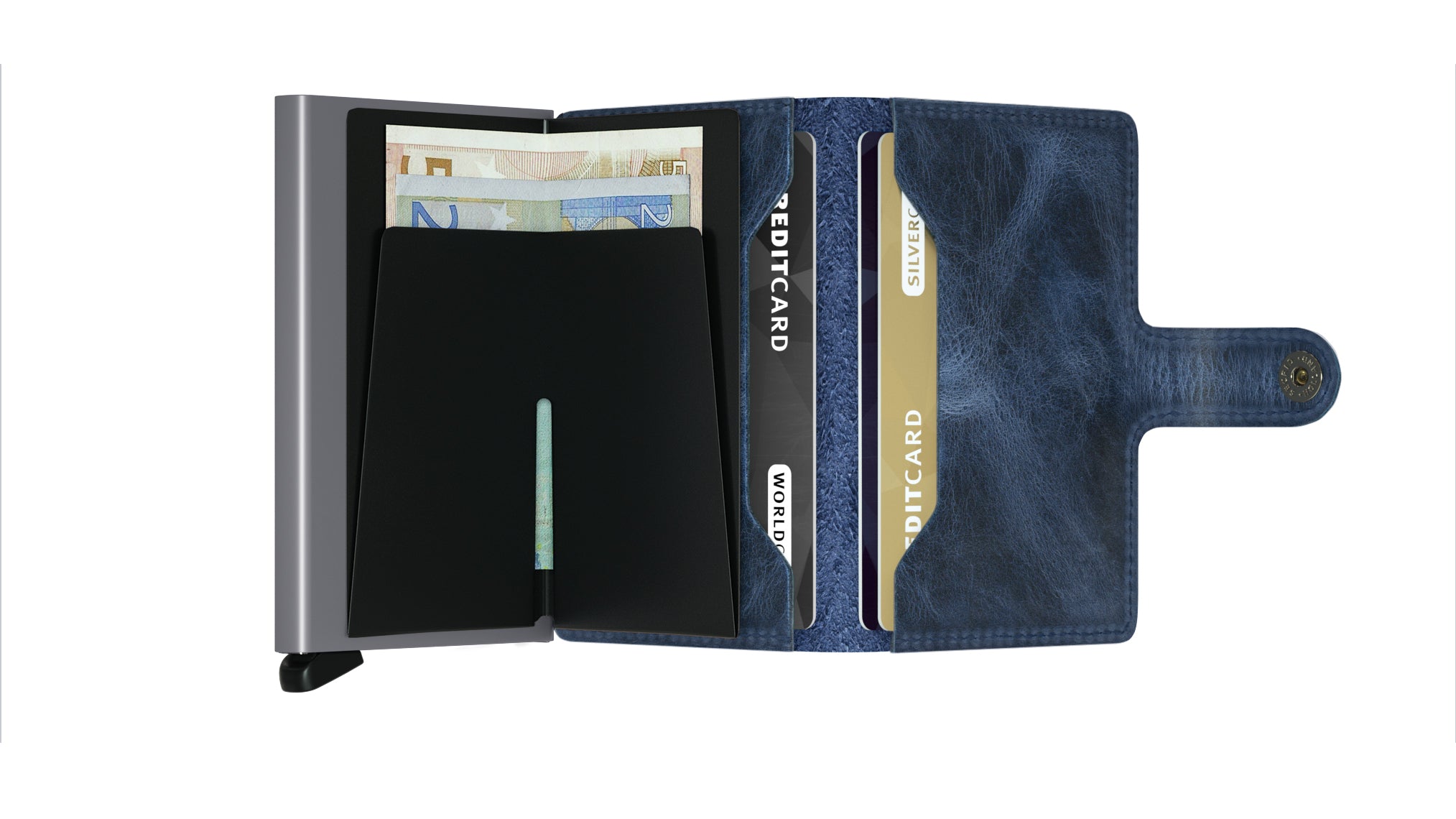 Secrid Vintage Blue Miniwallet-Open View