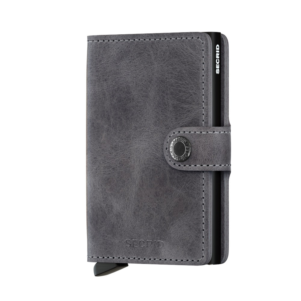 Secrid Vintage Grey/Black Miniwallet-Closed Front View