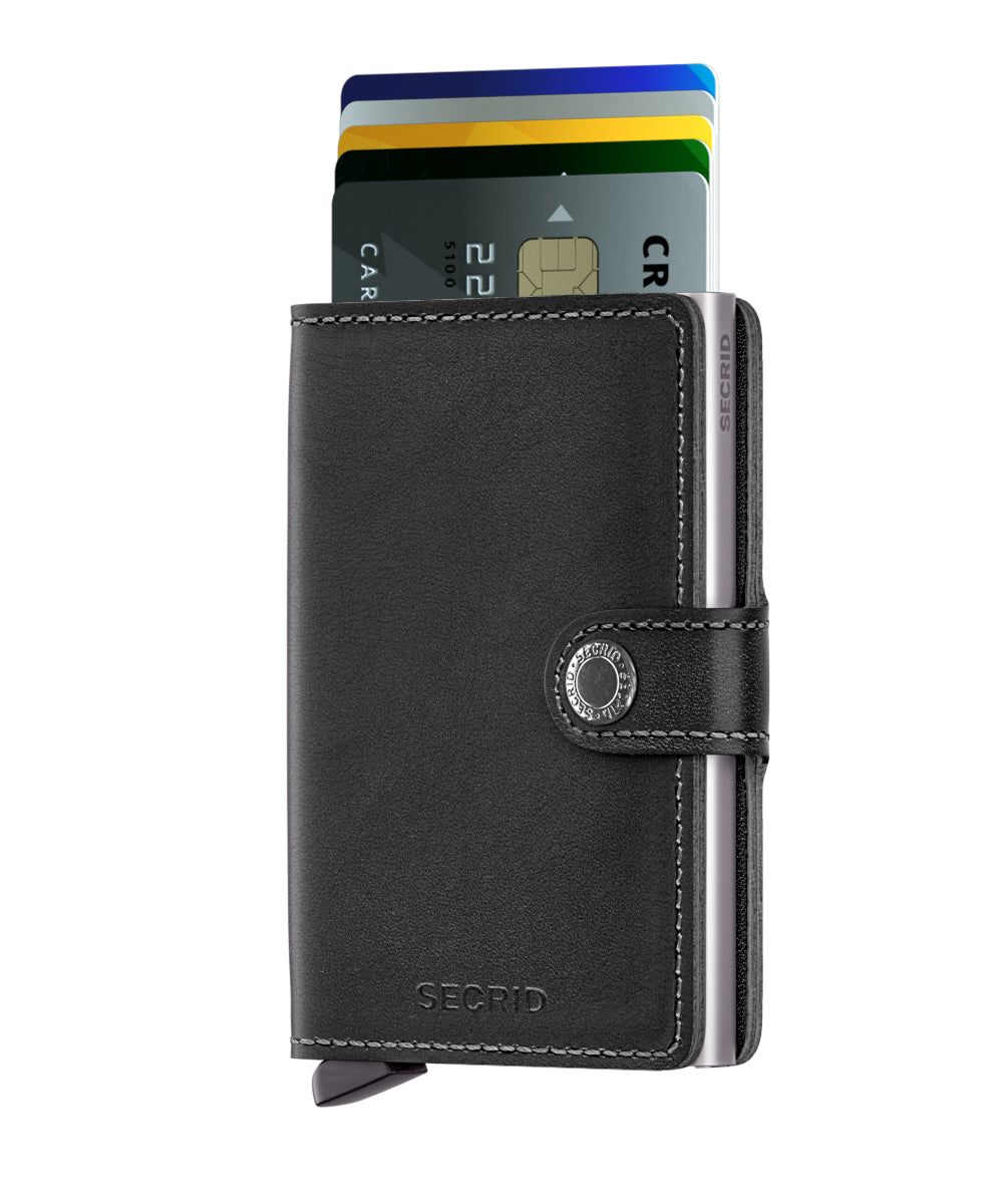 Secrid Original Black Miniwallet-Front View with Cards