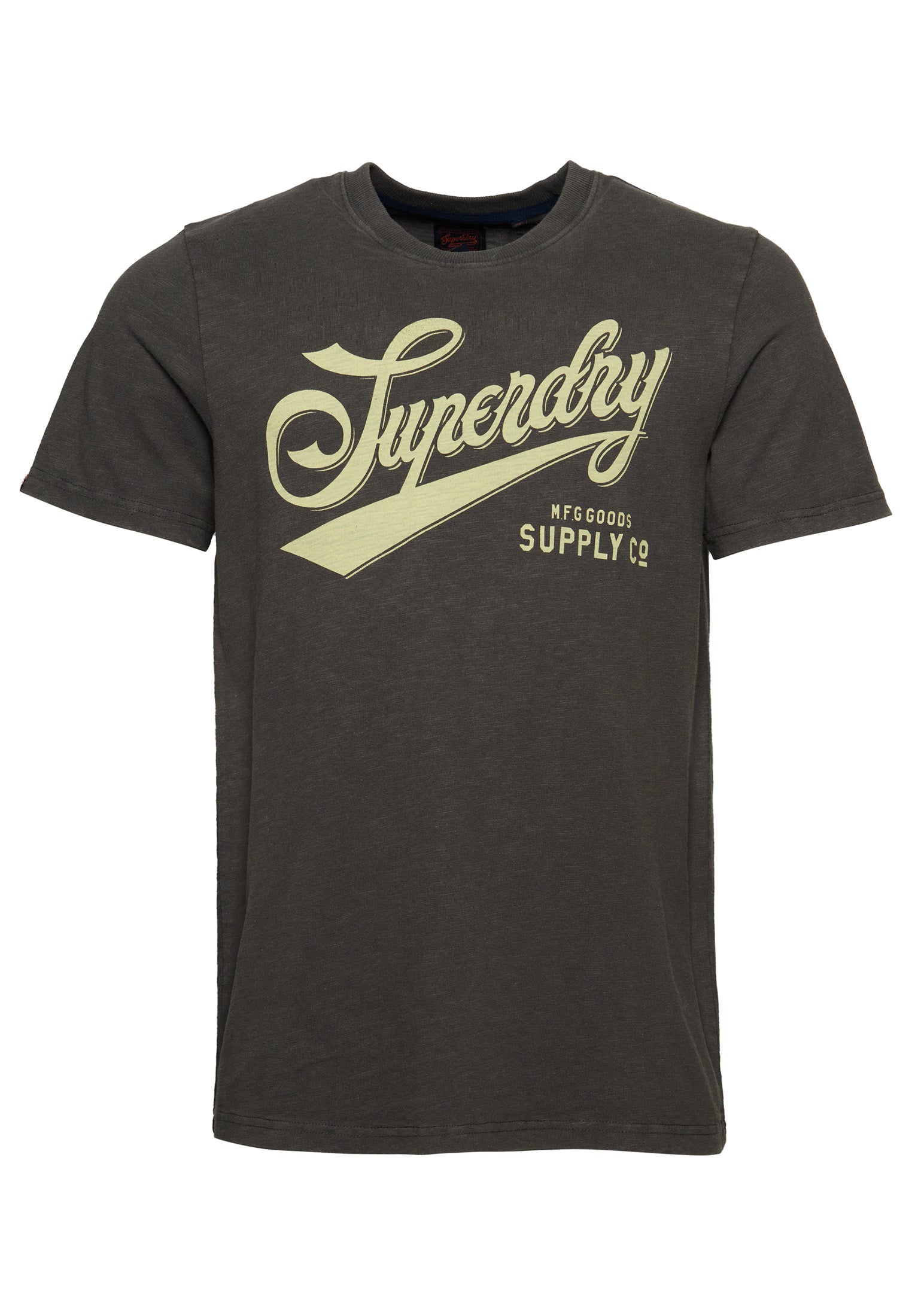 SUPERDRY Vintage Script Workwear Tee Charcoal Charcoal front view