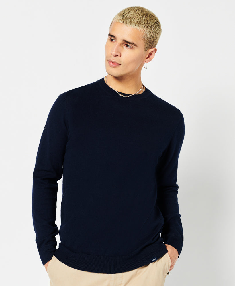 SUPERDRY Vintage emb cotton/cash crew Carbon Navy Marl Carbon Navy Marl front view