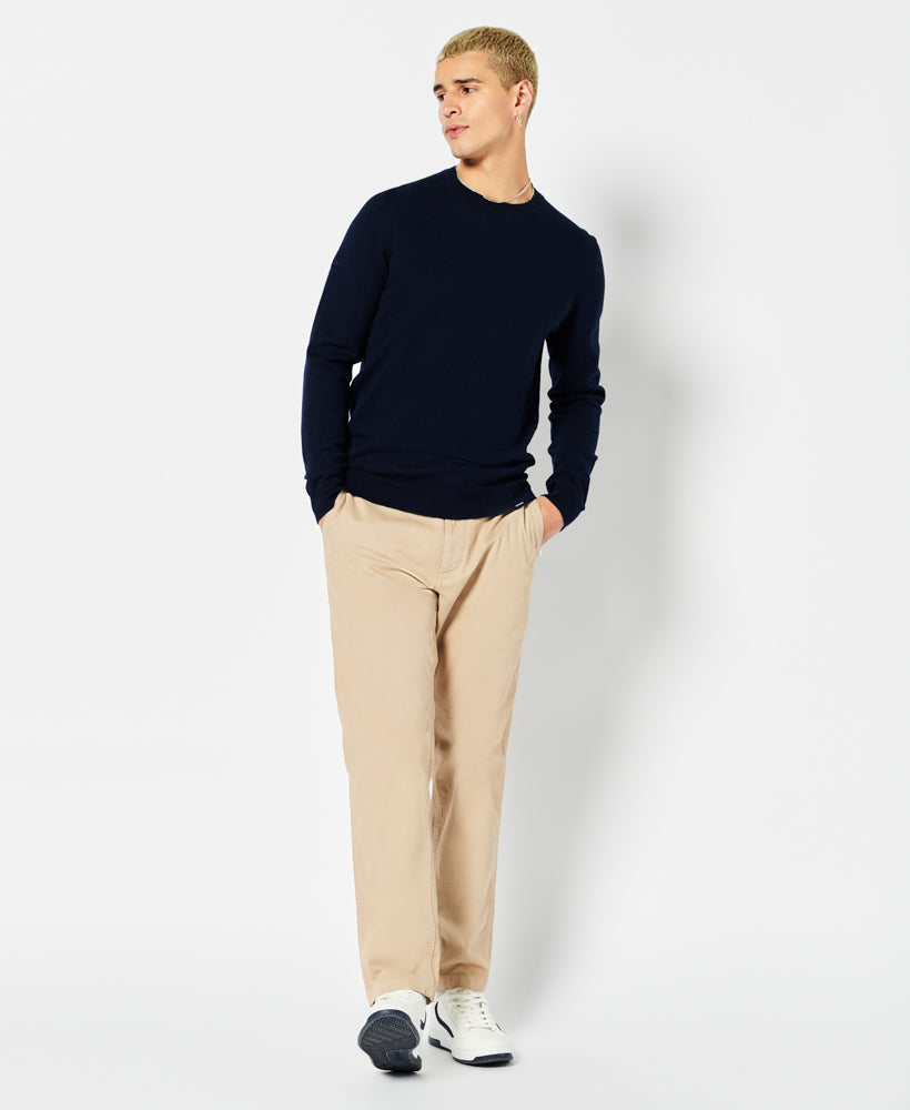 SUPERDRY Vintage emb cotton/cash crew Carbon Navy Marl Carbon Navy Marl model front view