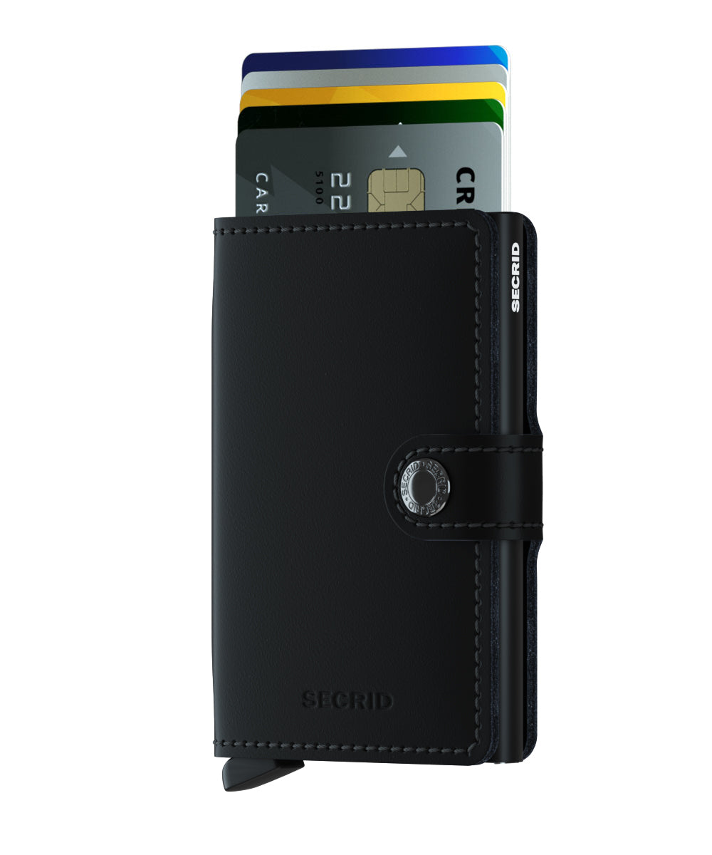 Secrid Matte Black Miniwallet-Closed View with Cards