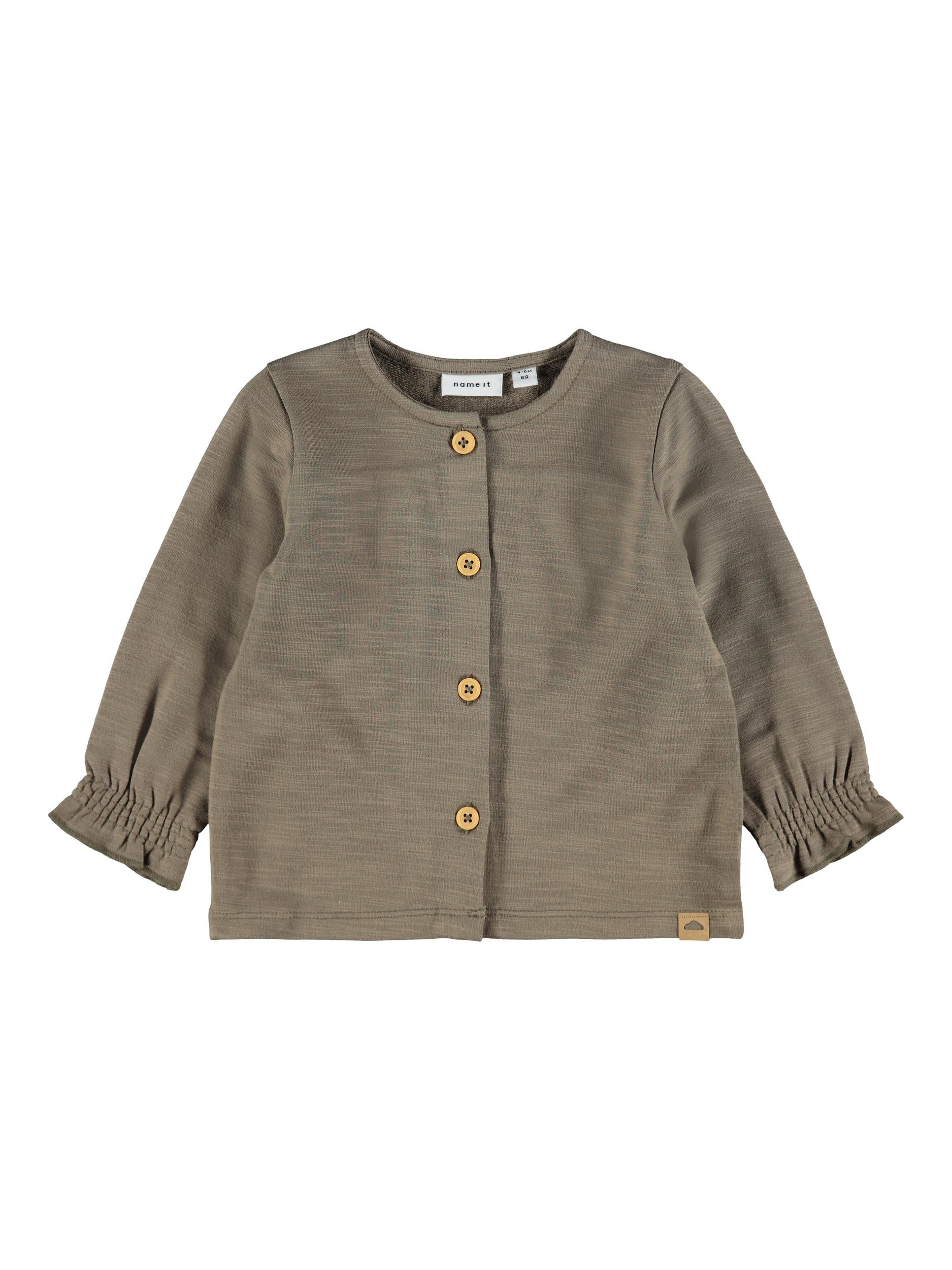 NAME IT Lene Kight Sweat Cardigan Ivy Green model front view