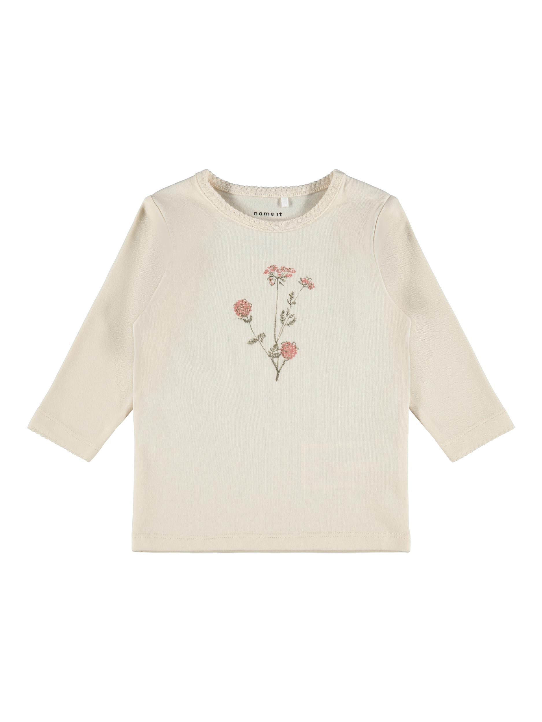 NAME IT Obia Long Sleeve Top Whitecap Gray model front view